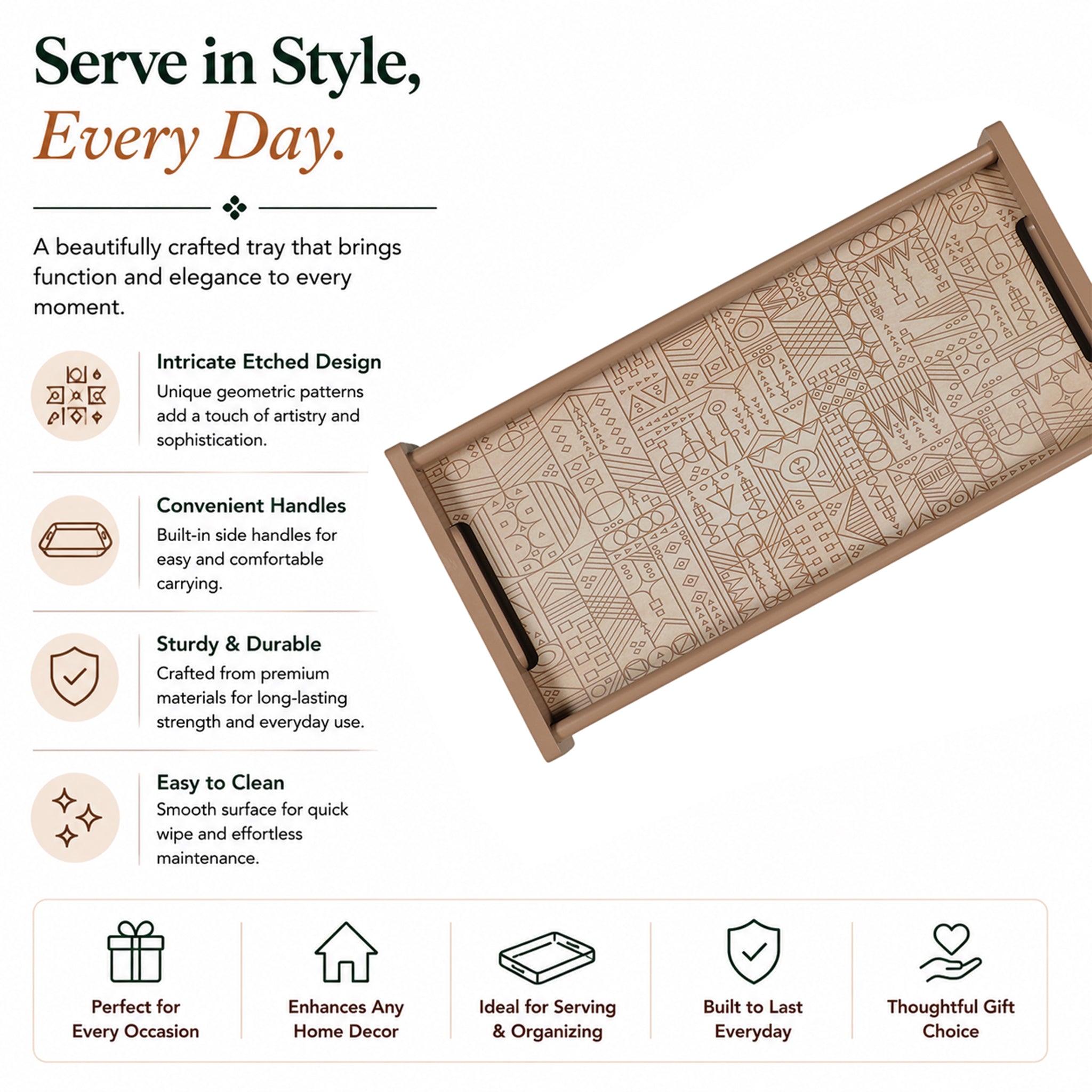 Line Art Wooden Tray Small
