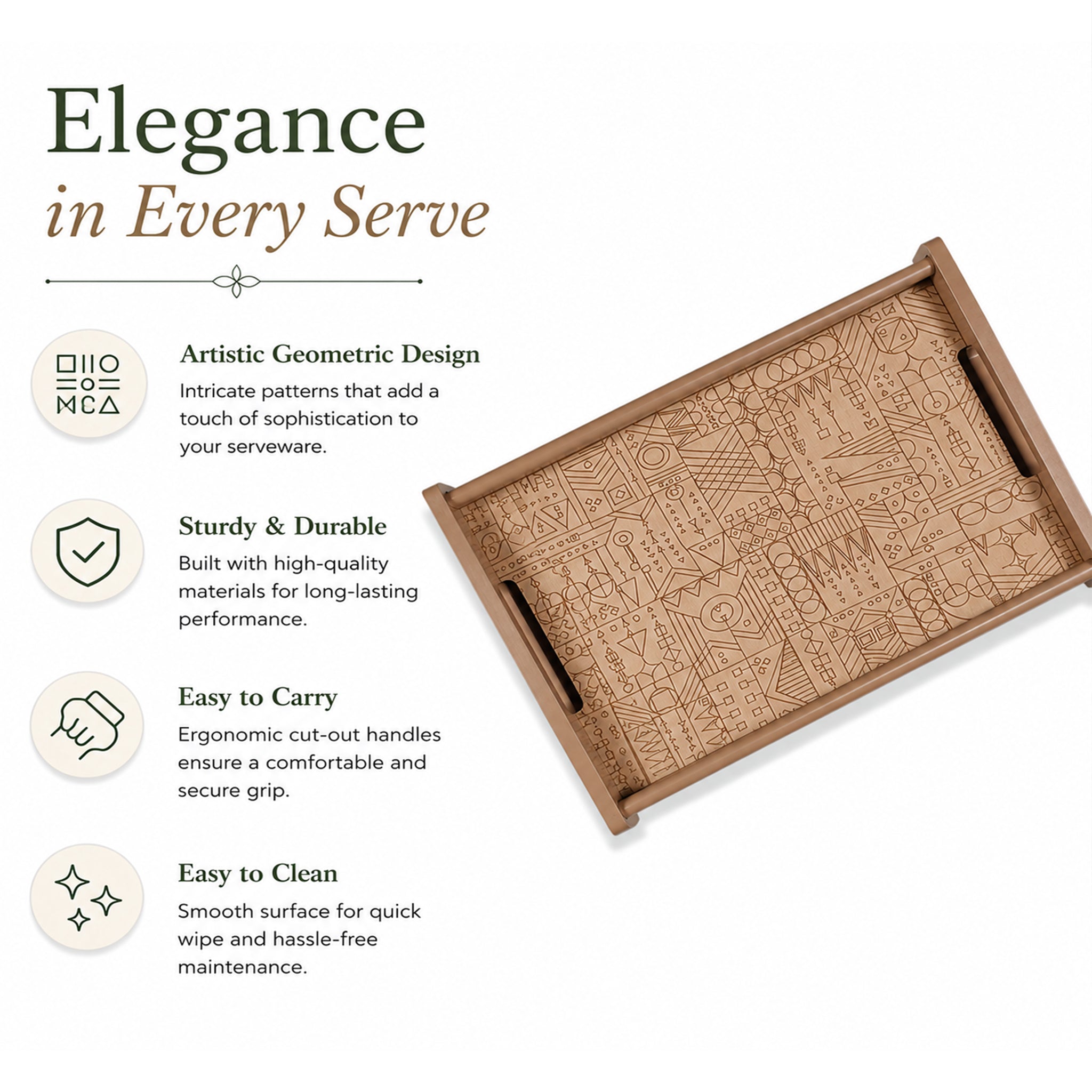 Line Art Wooden Tray Large