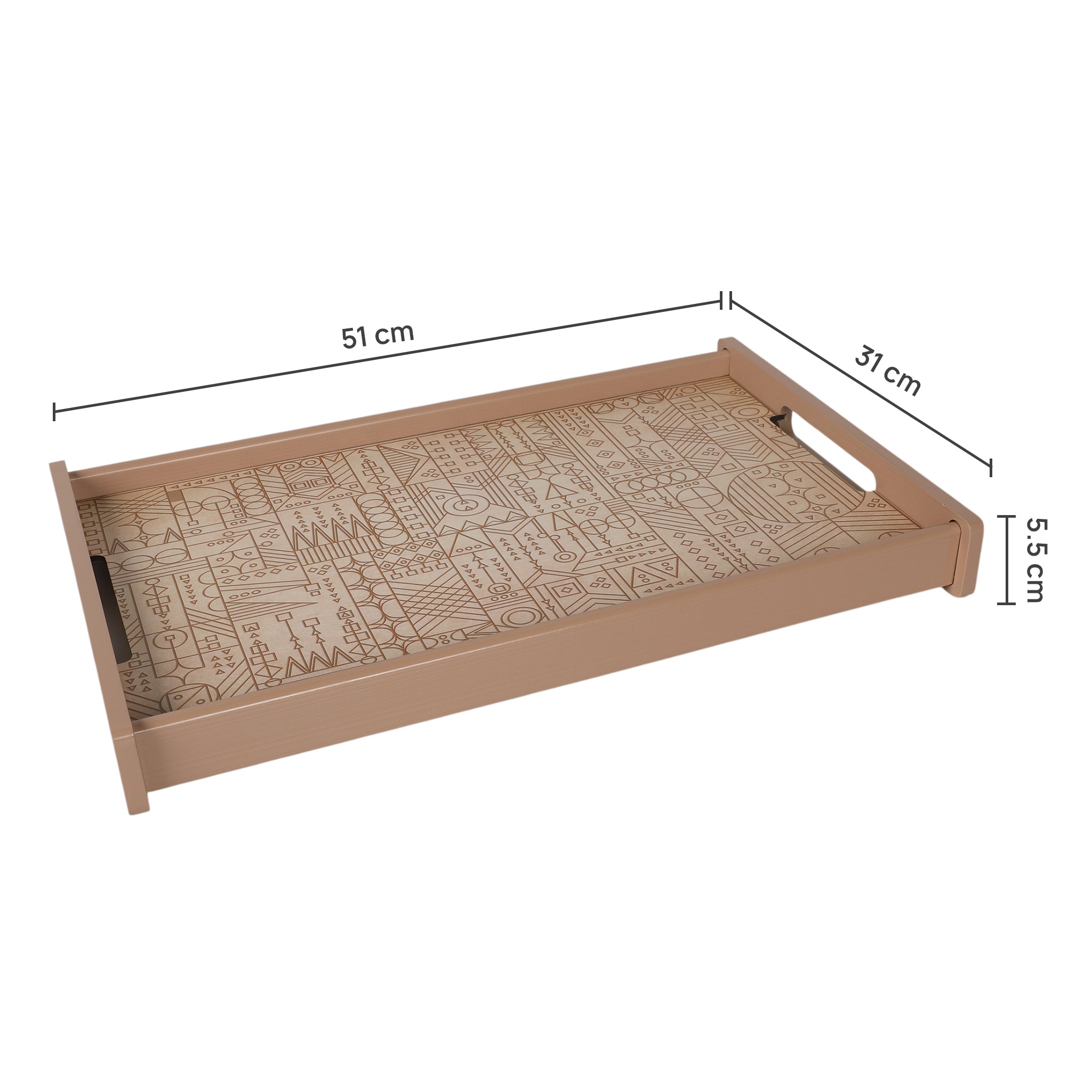 Line Art Wooden Tray Large