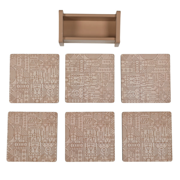 Line Art Wooden Coaster with Stand dimensions