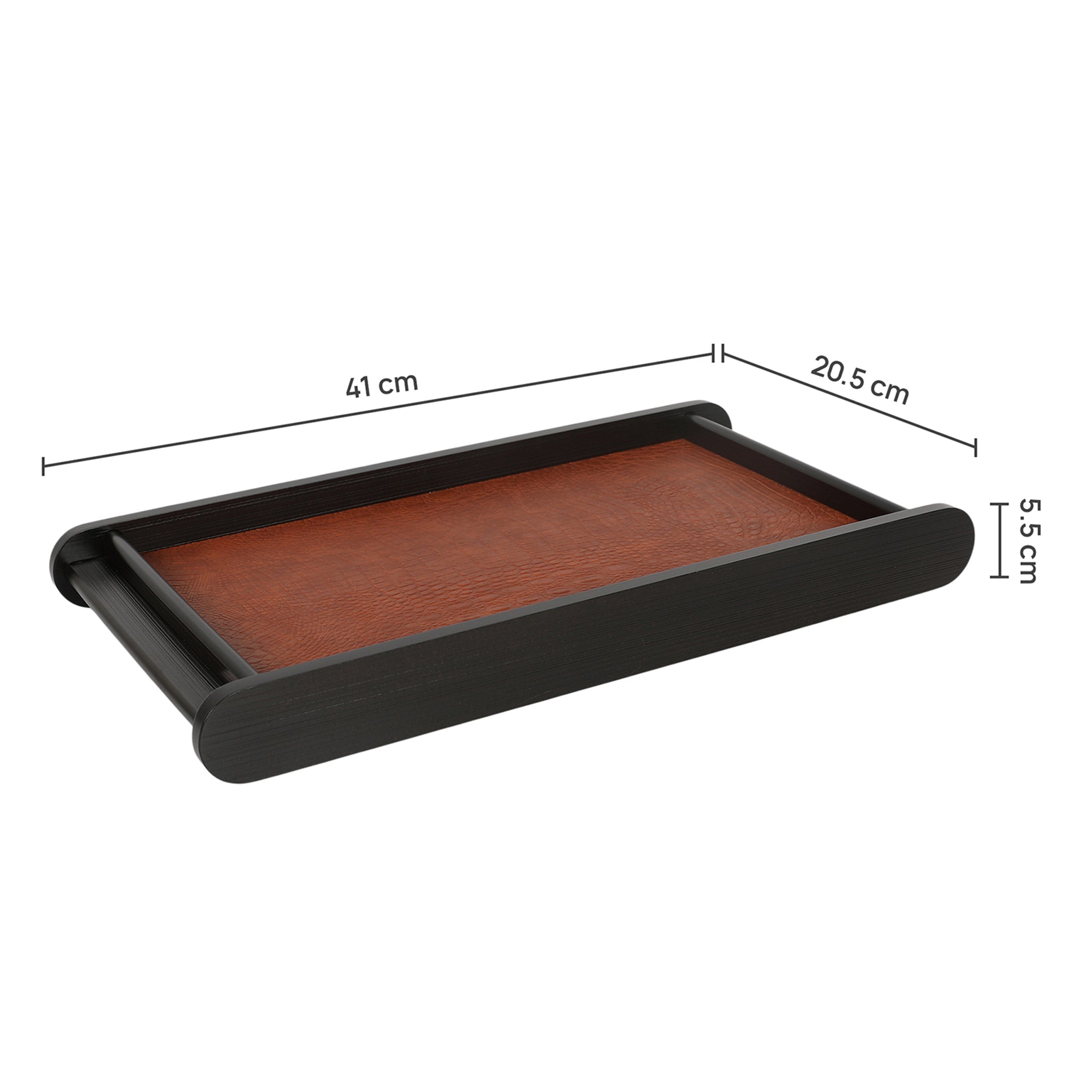 Leather Wooden Tray Reversible Medium