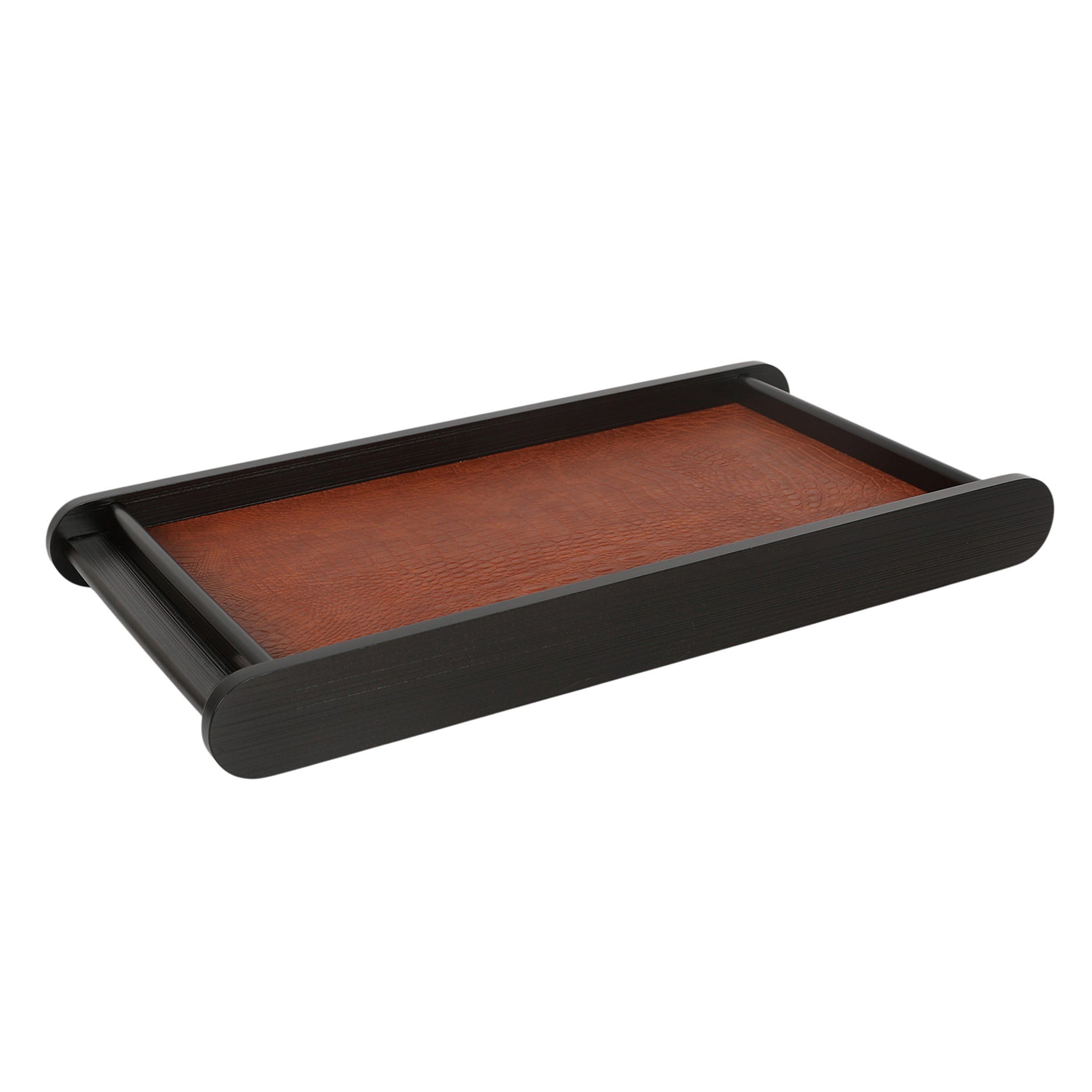Leather Wooden Tray Reversible Medium