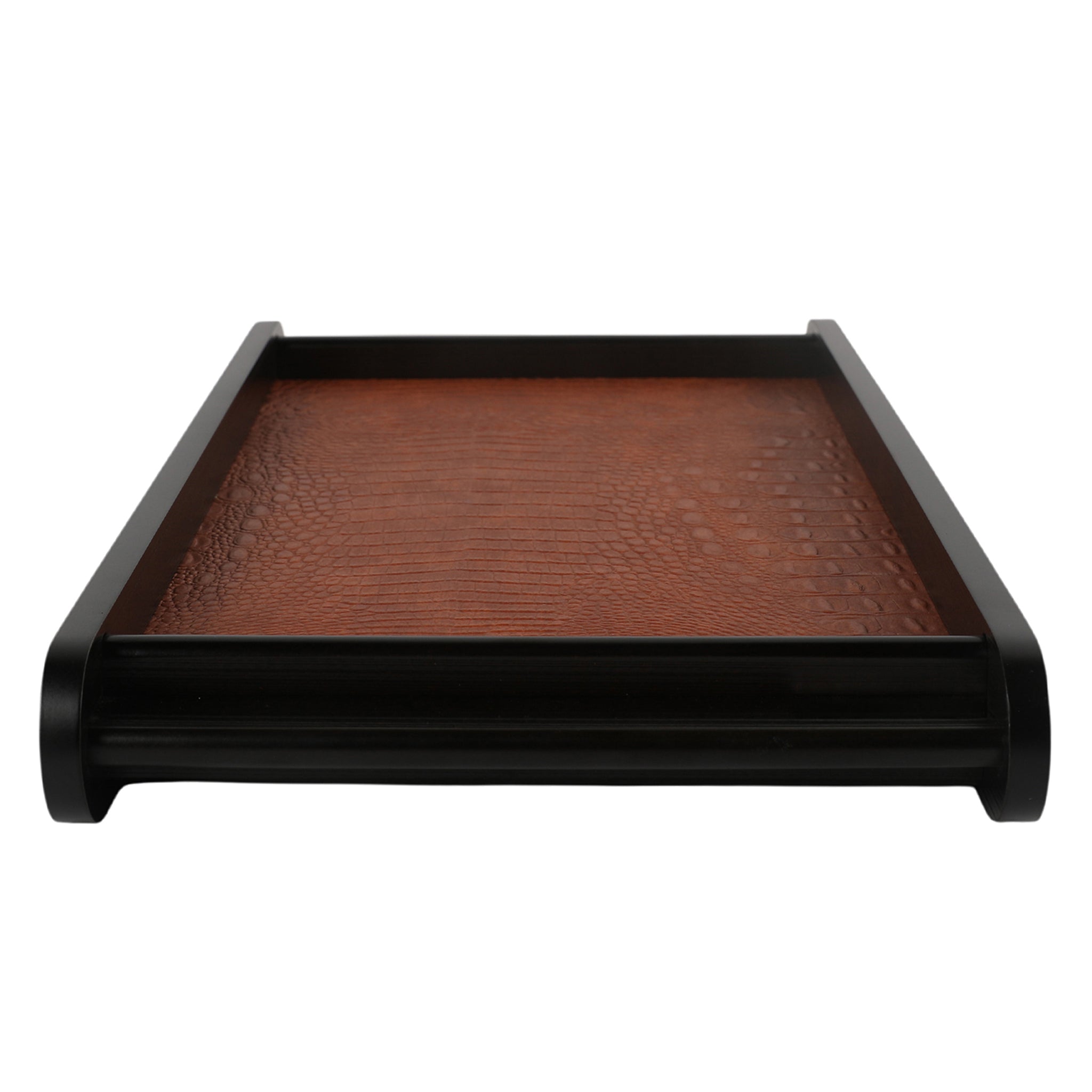 Leather Wooden Tray Reversible Medium