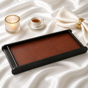Leather Wooden Tray Reversible Large