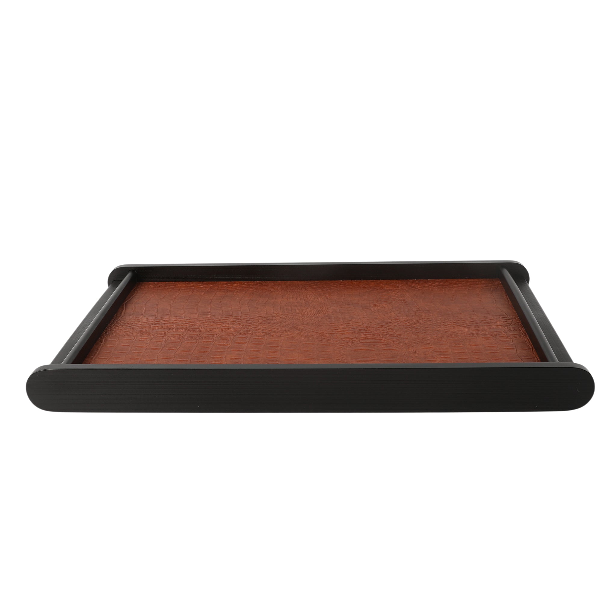 Leather Wooden Tray Reversible Large