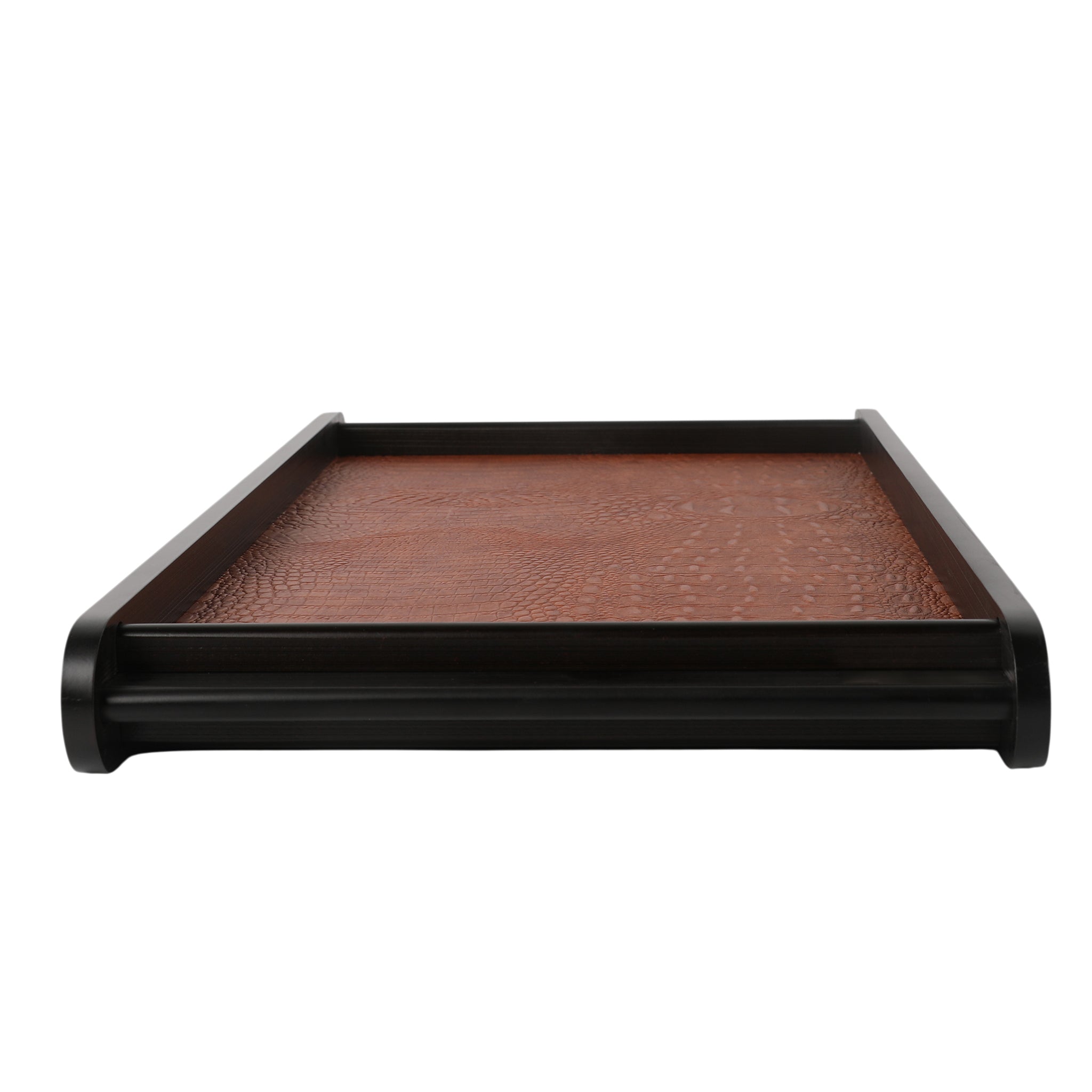 Leather Wooden Tray Reversible Large