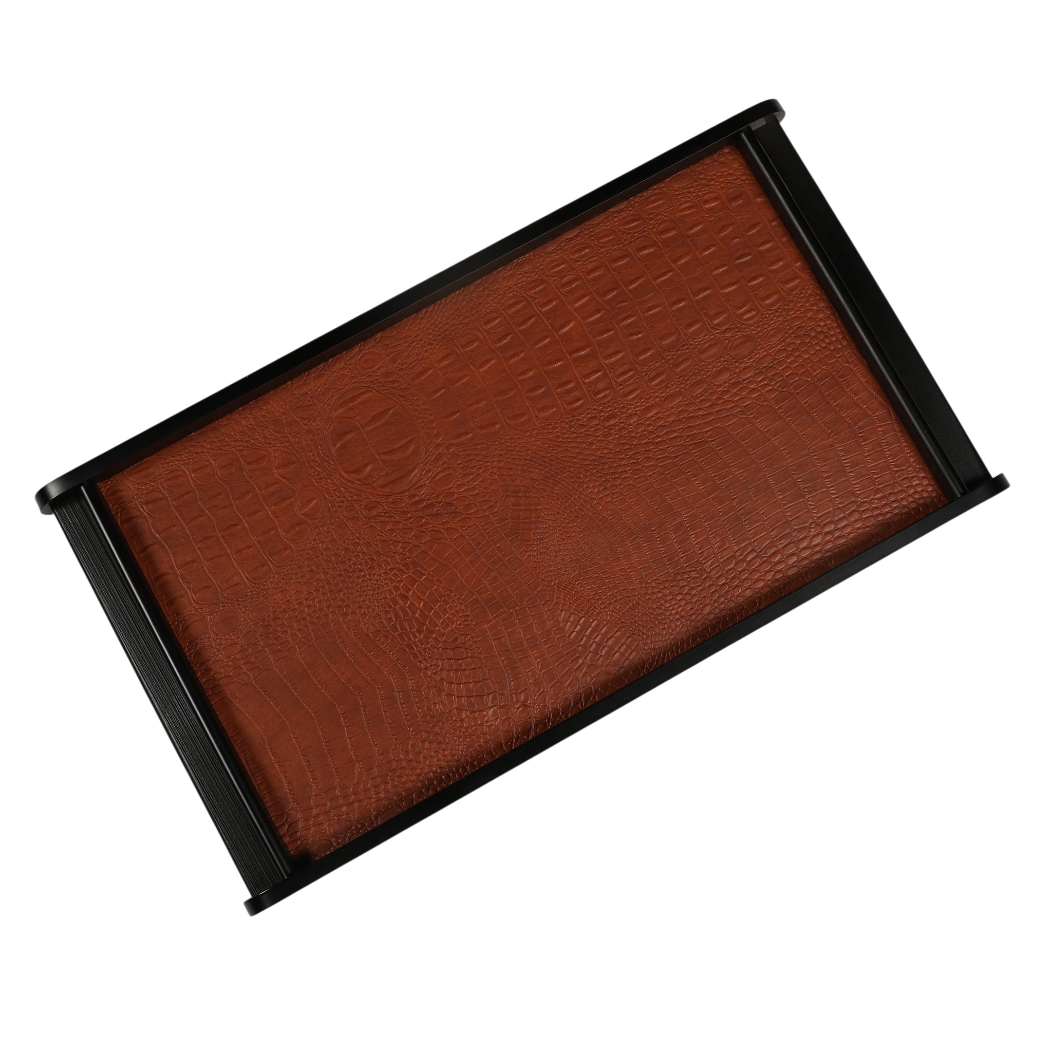 Leather Wooden Tray Reversible Large