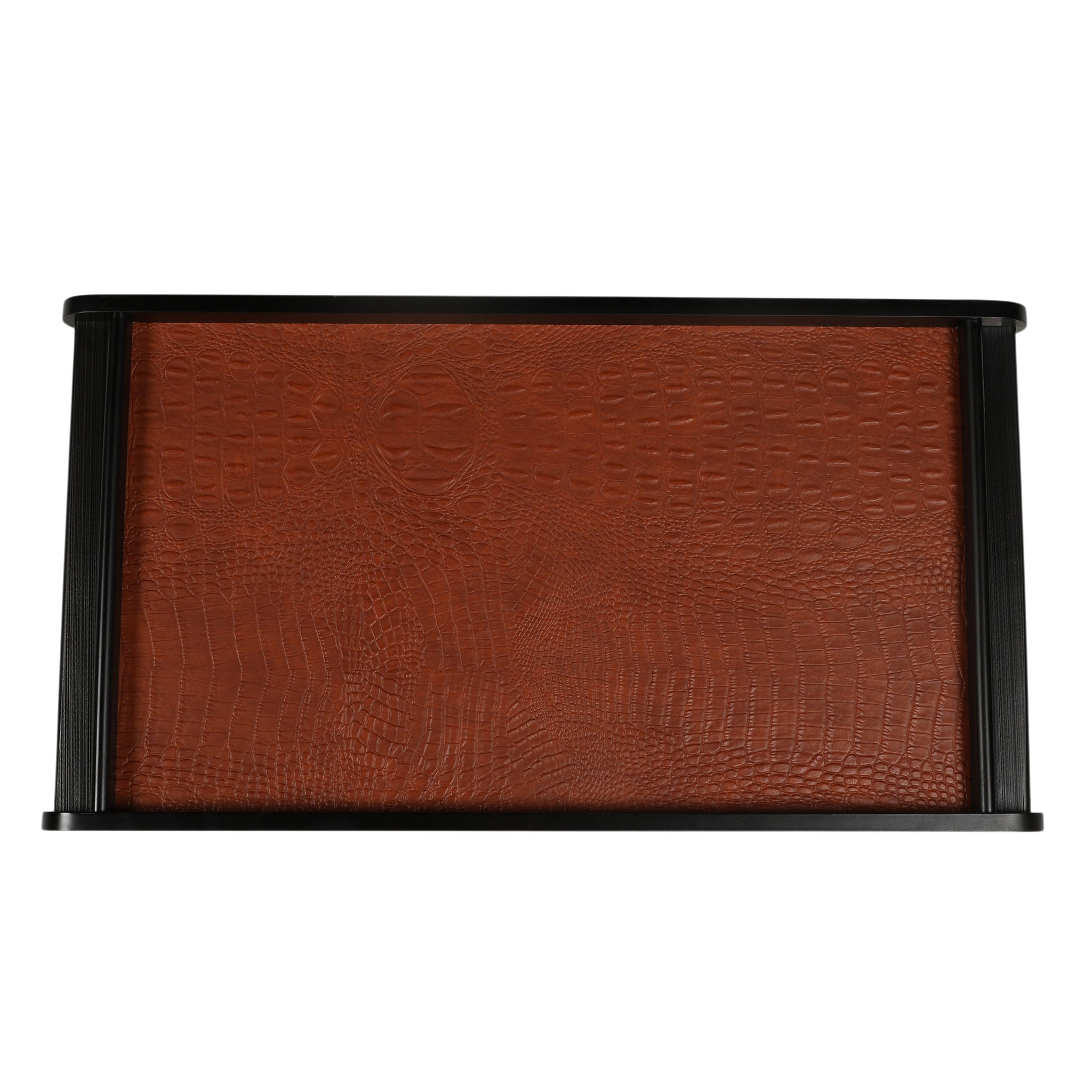 Leather Wooden Tray Reversible Large