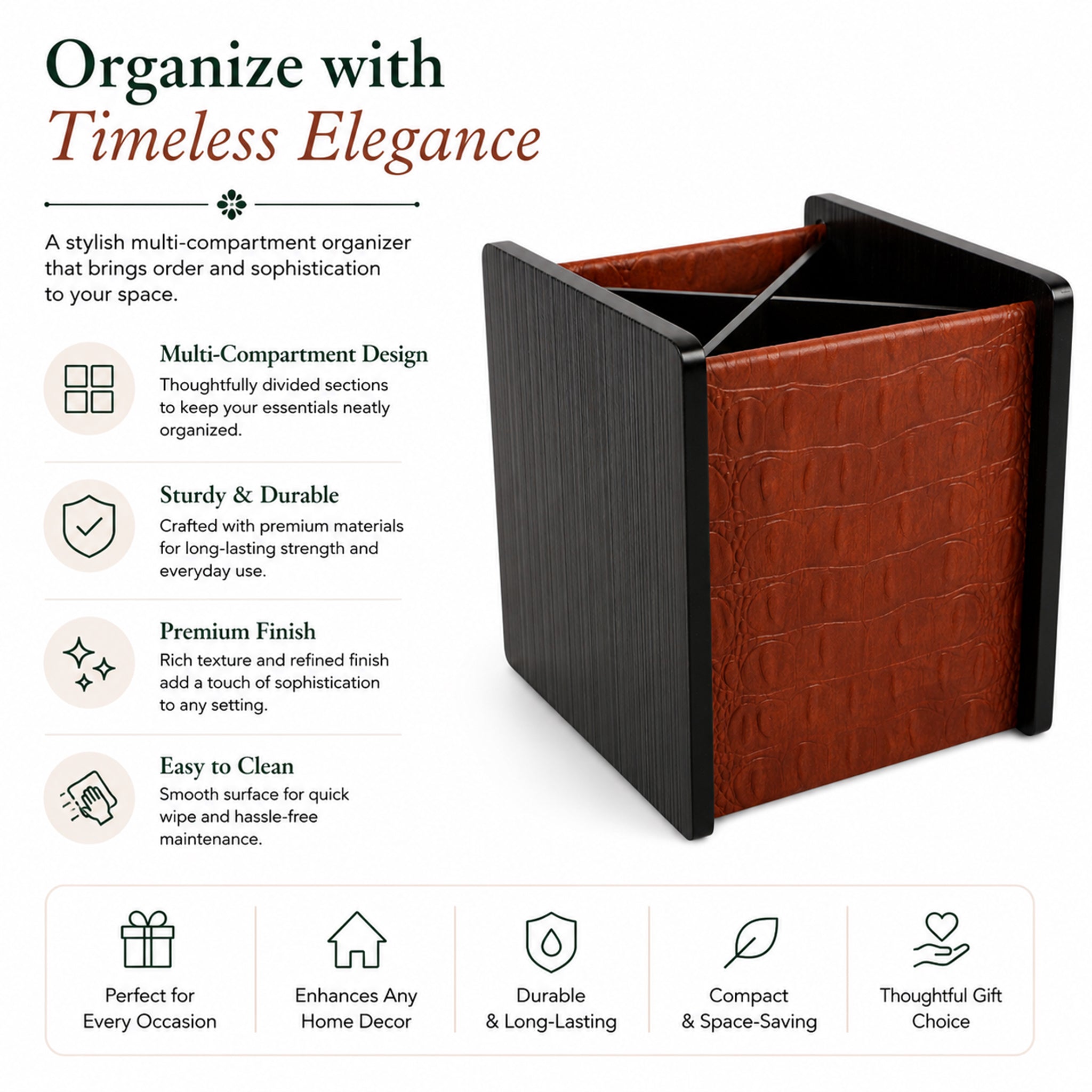 Leather Wooden Cutlery Holder