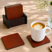 Leather Wooden Coaster With Stand