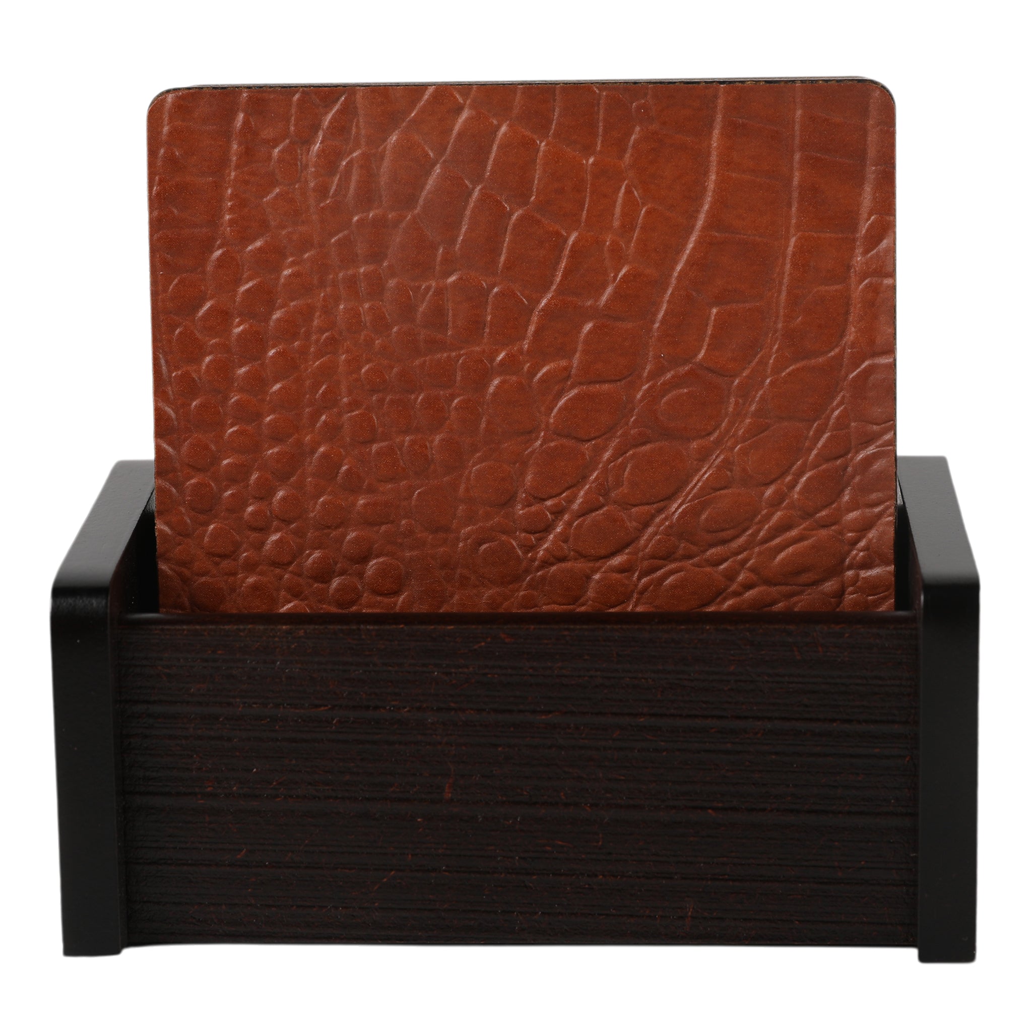 Leather Wooden Coaster With Stand