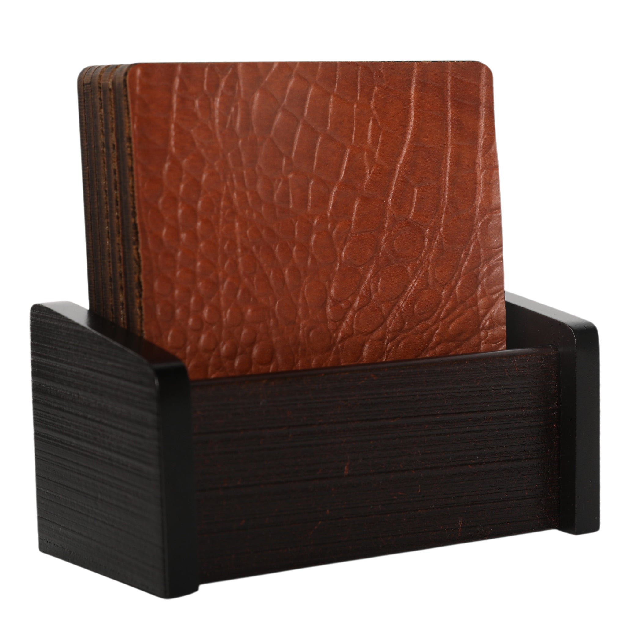 Leather Wooden Coaster With Stand