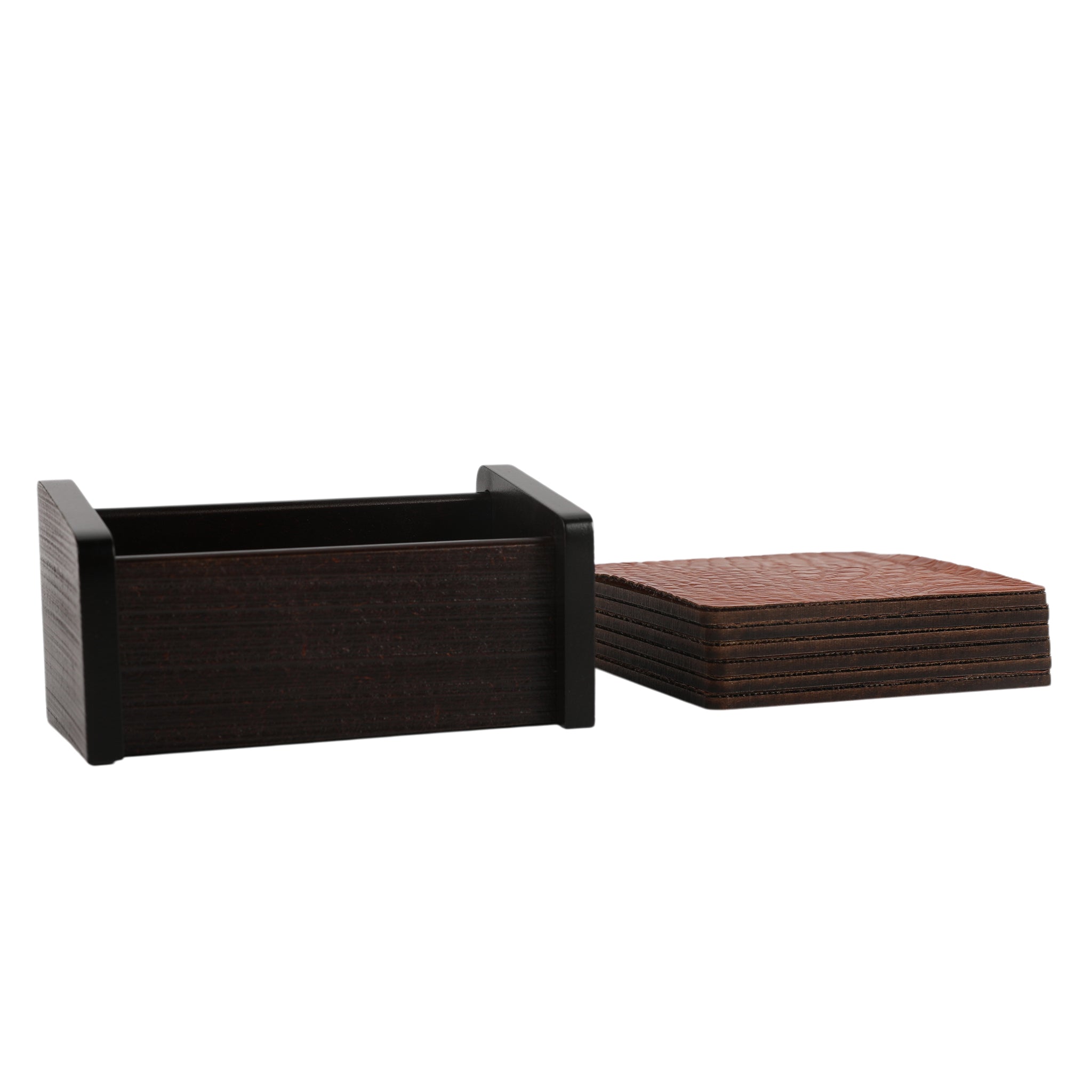 Leather Wooden Coaster With Stand