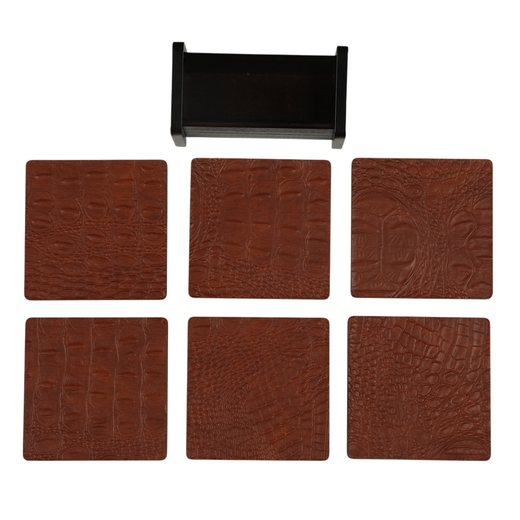 Leather Wooden Coaster With Stand