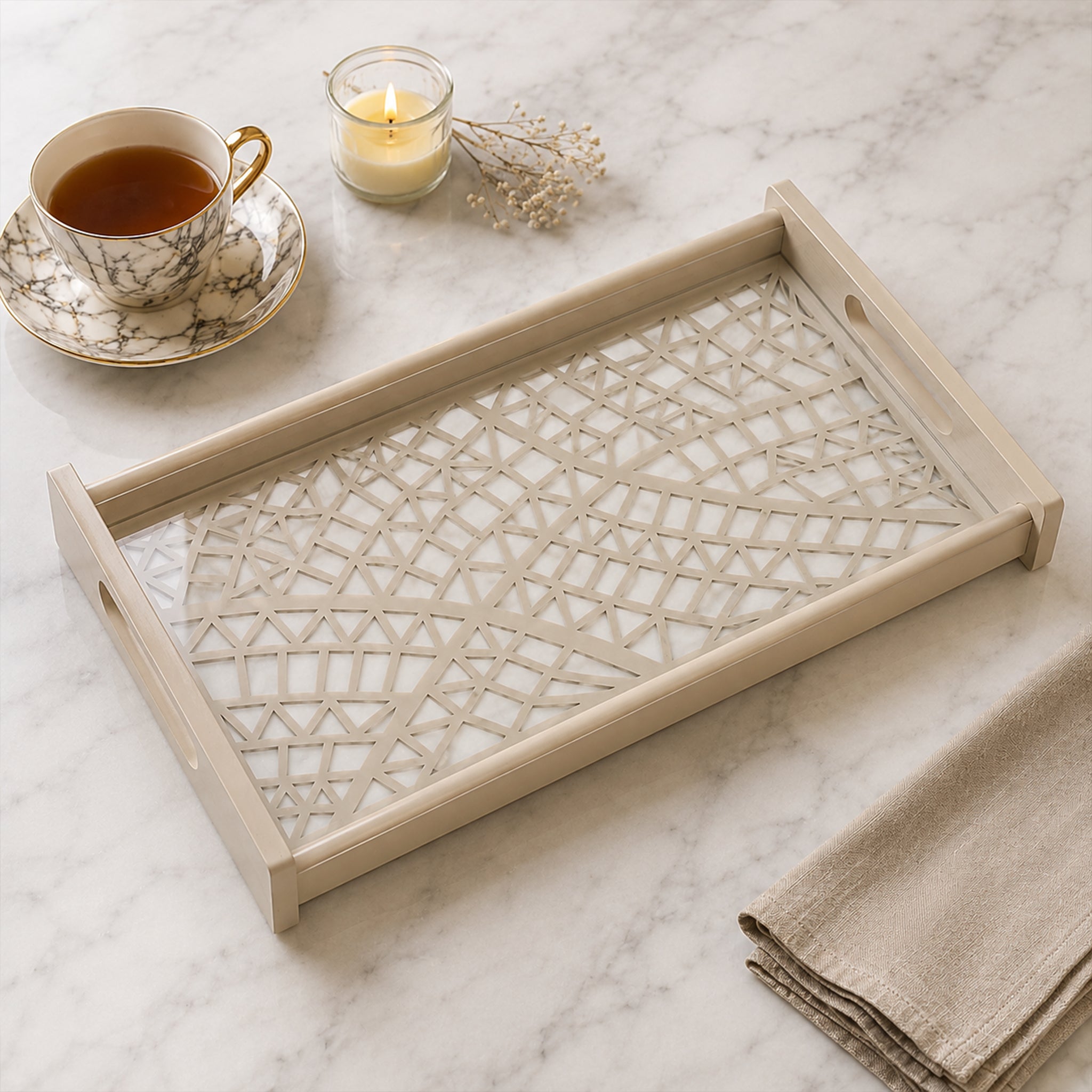 Laser Glass Wooden Tray Small