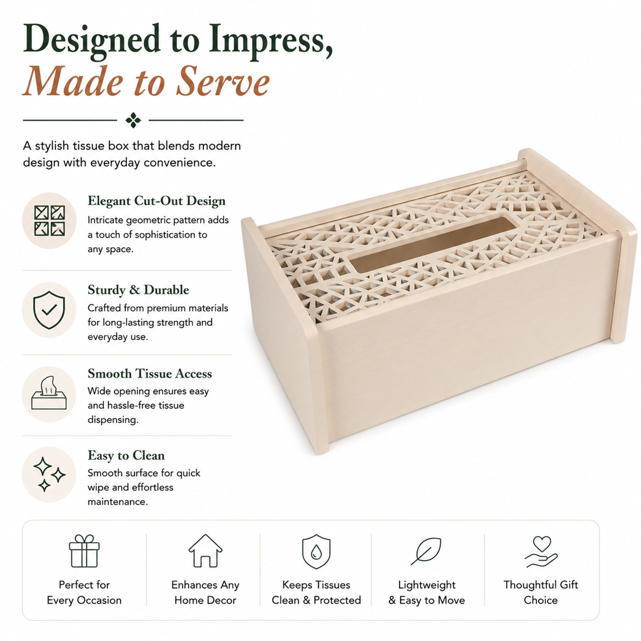 Laser Glass Wooden Tissue Holder