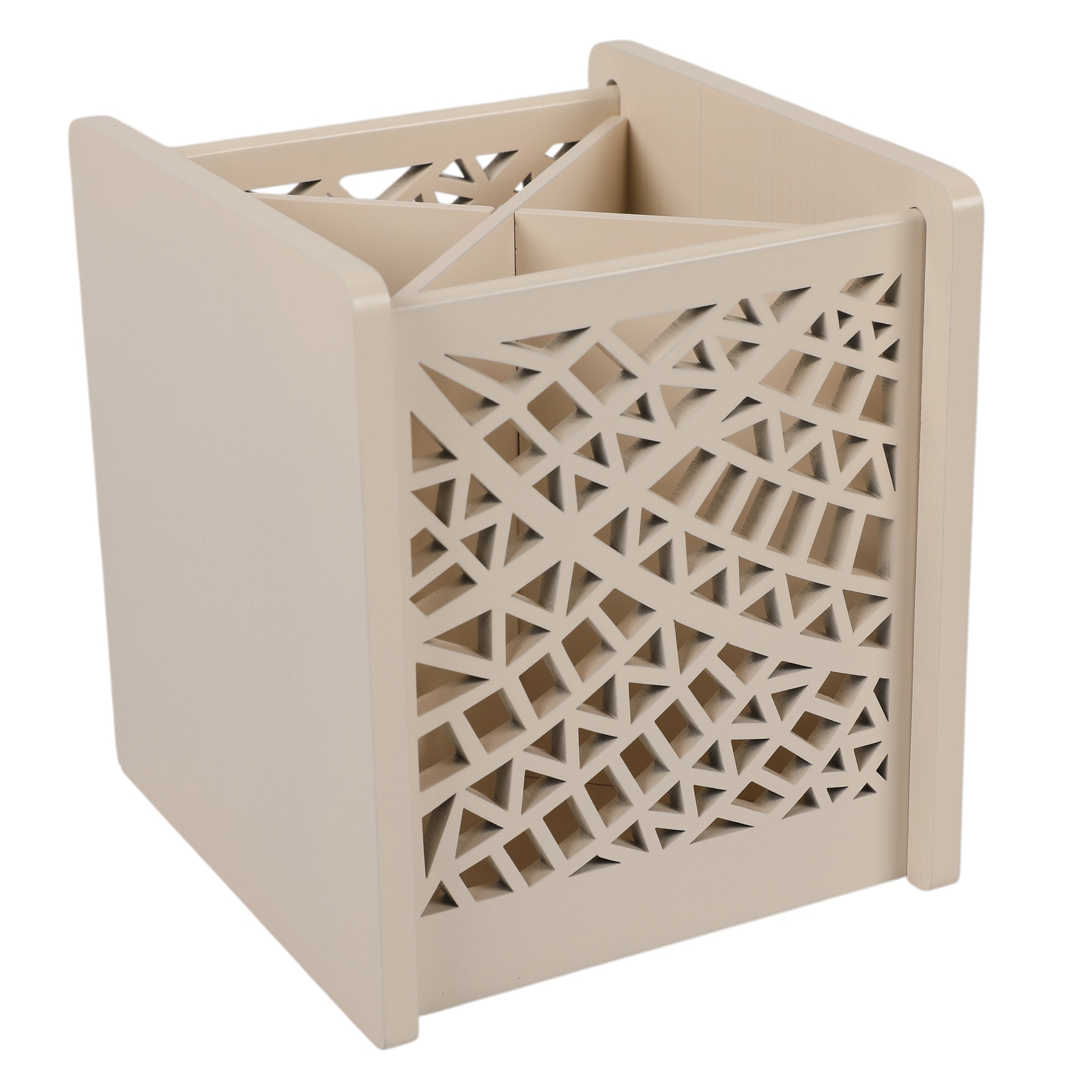 Laser Glass Wooden Cutlery Holder