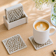 Laser Glass Wooden Cosater With Stand