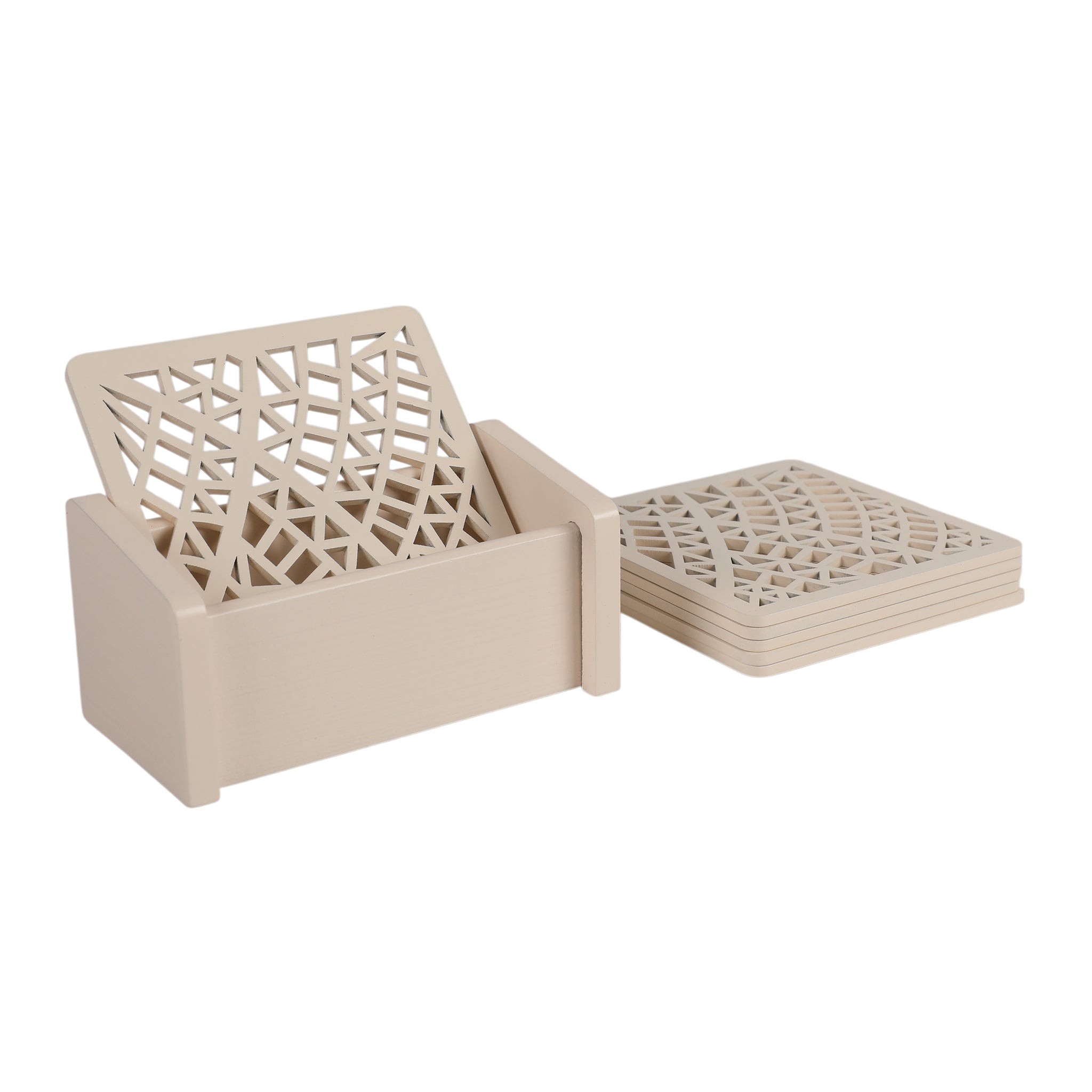 Laser Glass Wooden Cosater With Stand