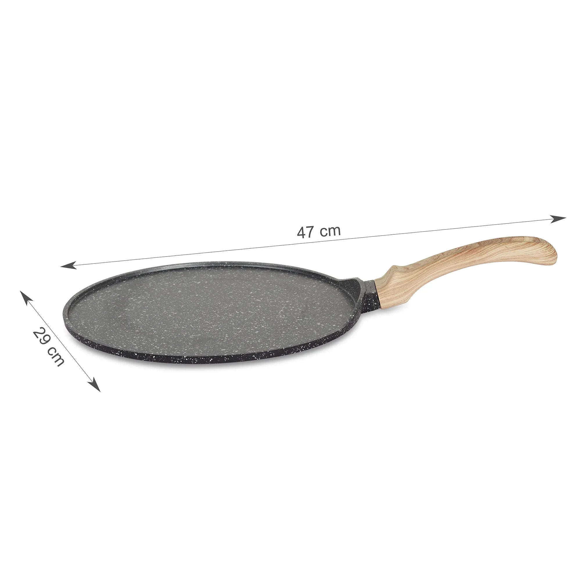 MasterCook+ 100% Virgin Aluminium Die-Cast Dosa Pan/Tawa 28 cm in Black & Wood Colour - HomeTown