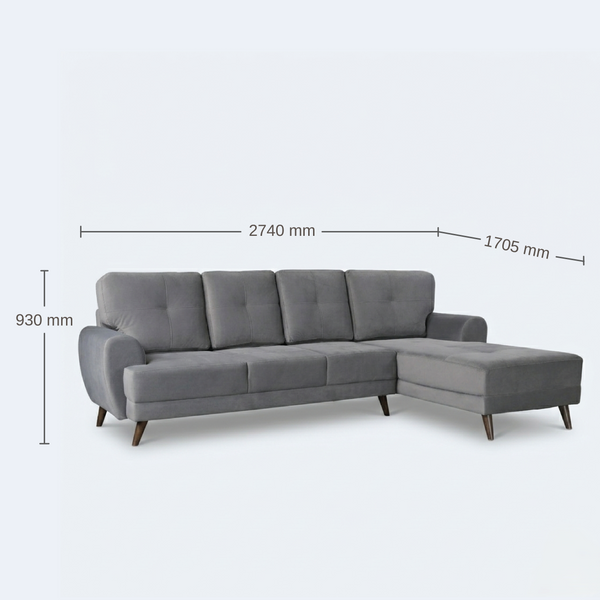 Riga Lyra Fab Lounger Large D Grey Lh dimensions