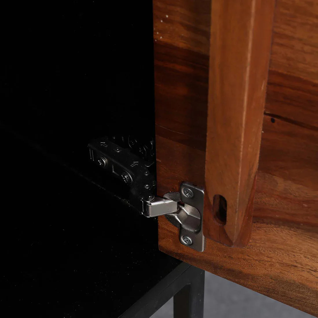 Sven Sheesham Wood(Rosewood) Storage Cabinets in Natural Sheesham & Black Colour - HomeTown