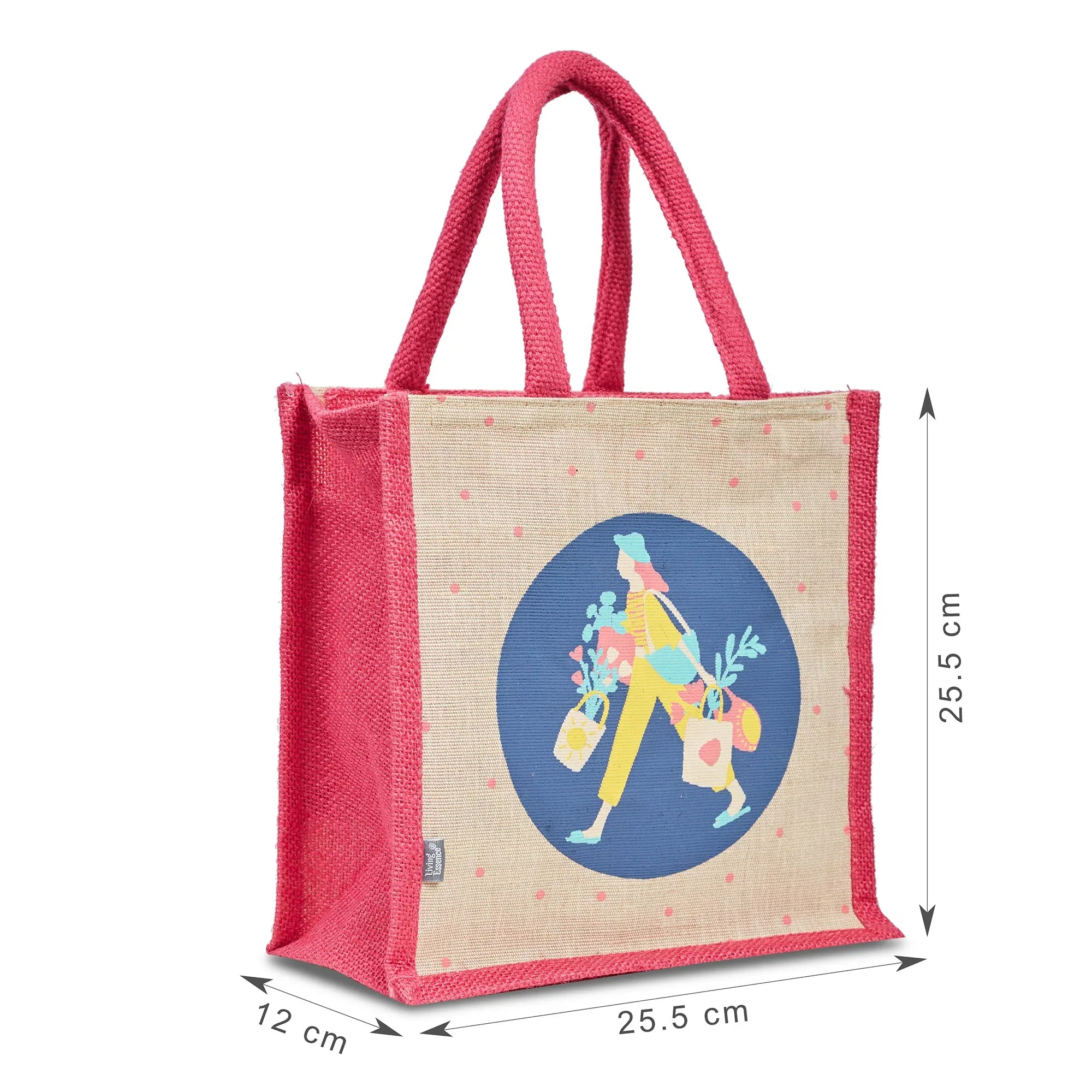 Good Life Jute Reversible Bag Garden Printed Lunch Bag 25.5 x 25.5 Cm in Multi Colour - HomeTown