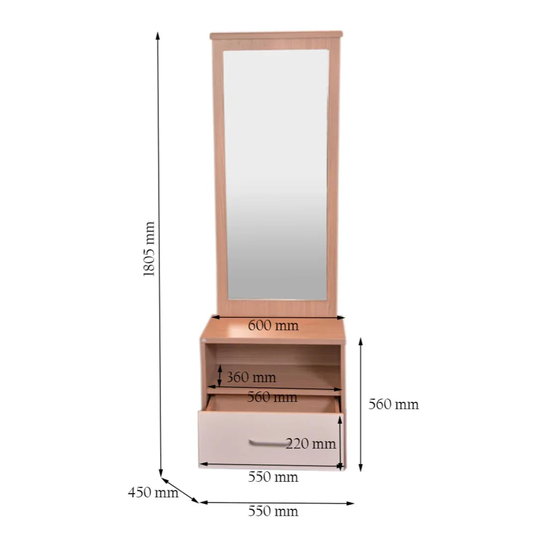 Ambra Dressing Table With Full Mirror - HomeTown