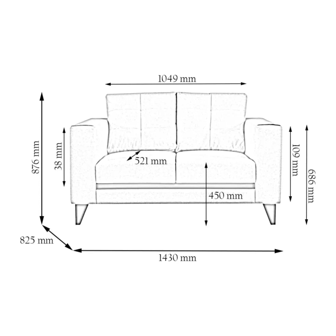 Garcia Fabric Two Seater Sofa - HomeTown