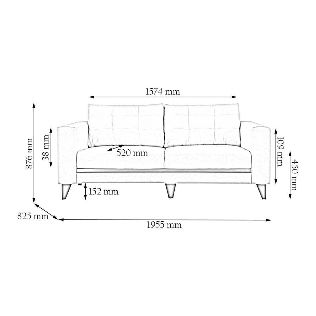 Garcia Fabric Three Seater Sofa - HomeTown