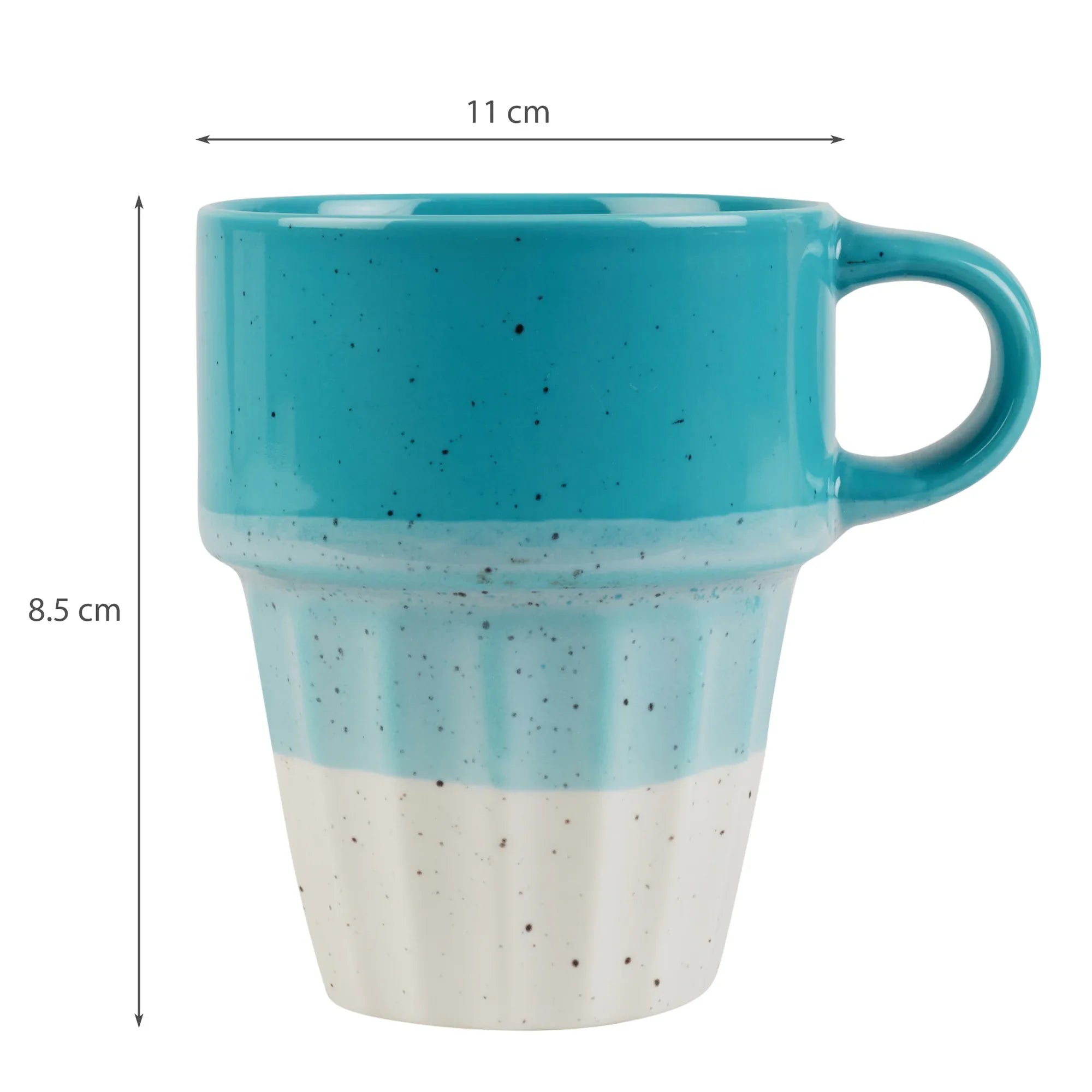 Emilia Ceramic Coffee Mugs Set Of 4 With Metal Stand in Blue & Pink Colour - HomeTown