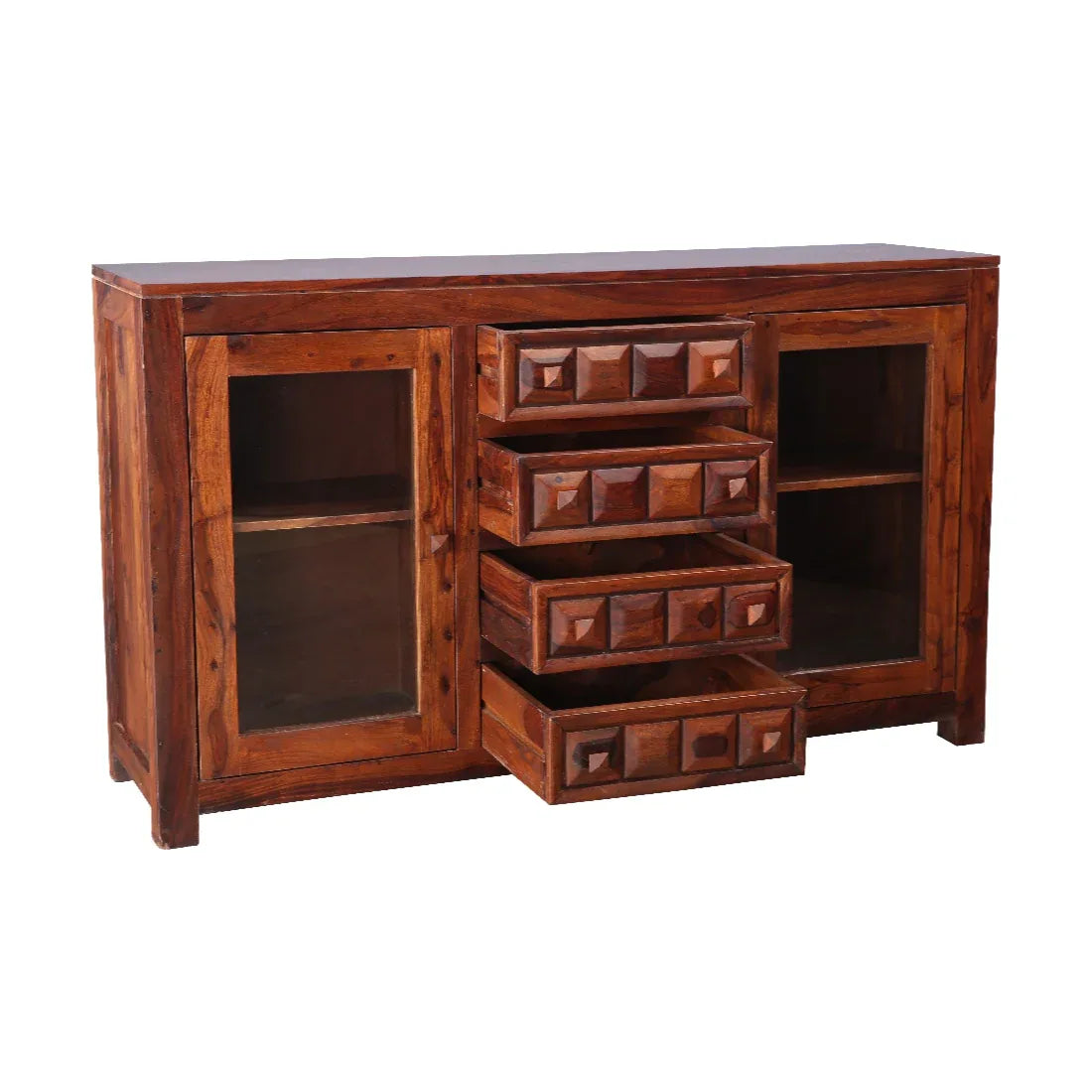 Woodrow Sheesham Wood(Rosewood) Storage Sideboard in Honey Colour