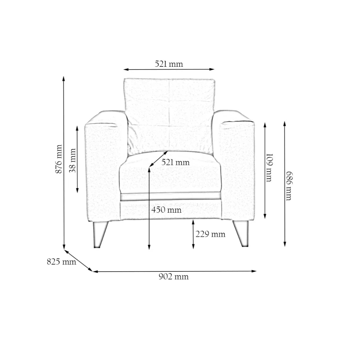 Garcia Fabric Single Seater Sofa - HomeTown