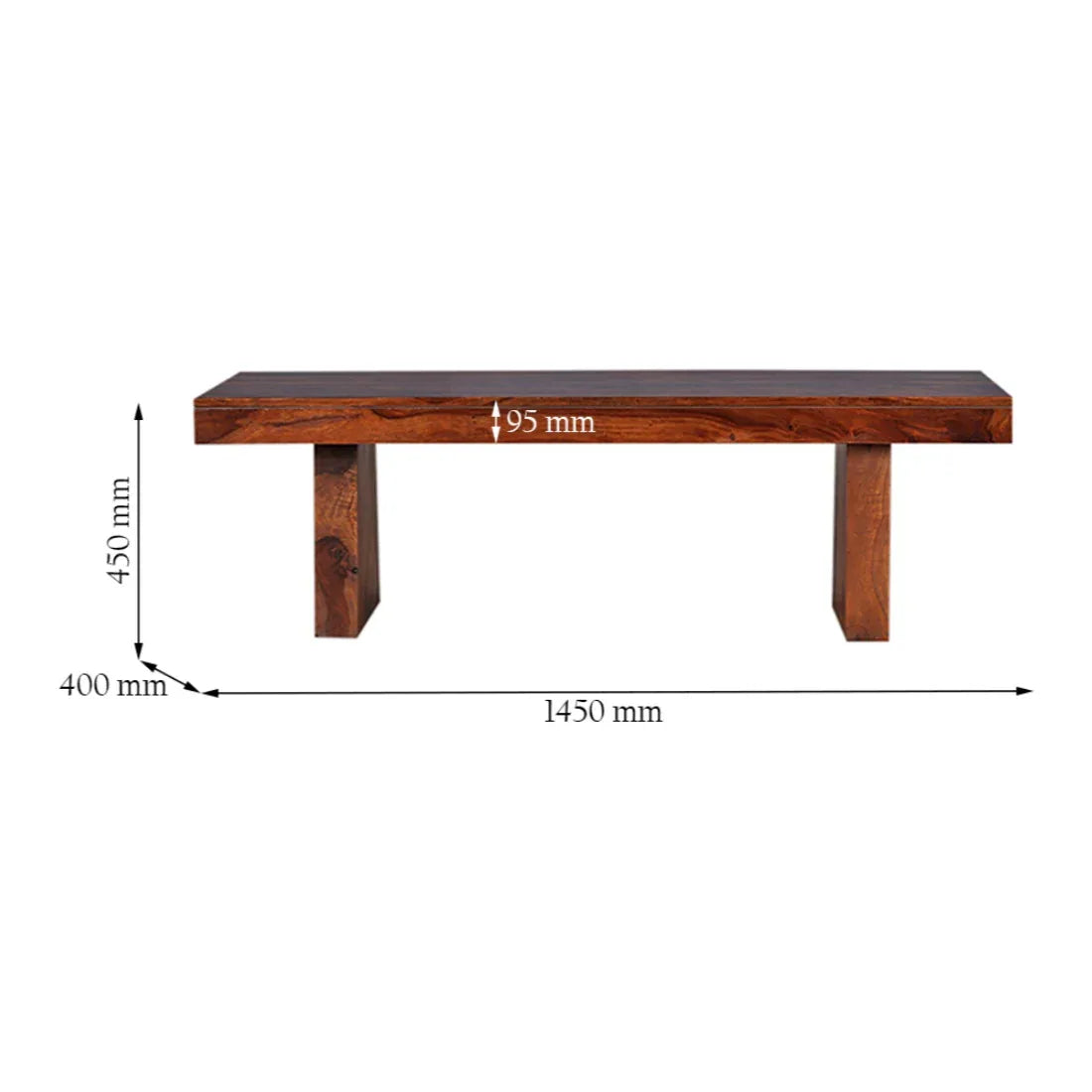 Austin Sheesham Wood(Rosewood) Dining Bench for 6 Seater in Honey Colour - HomeTown
