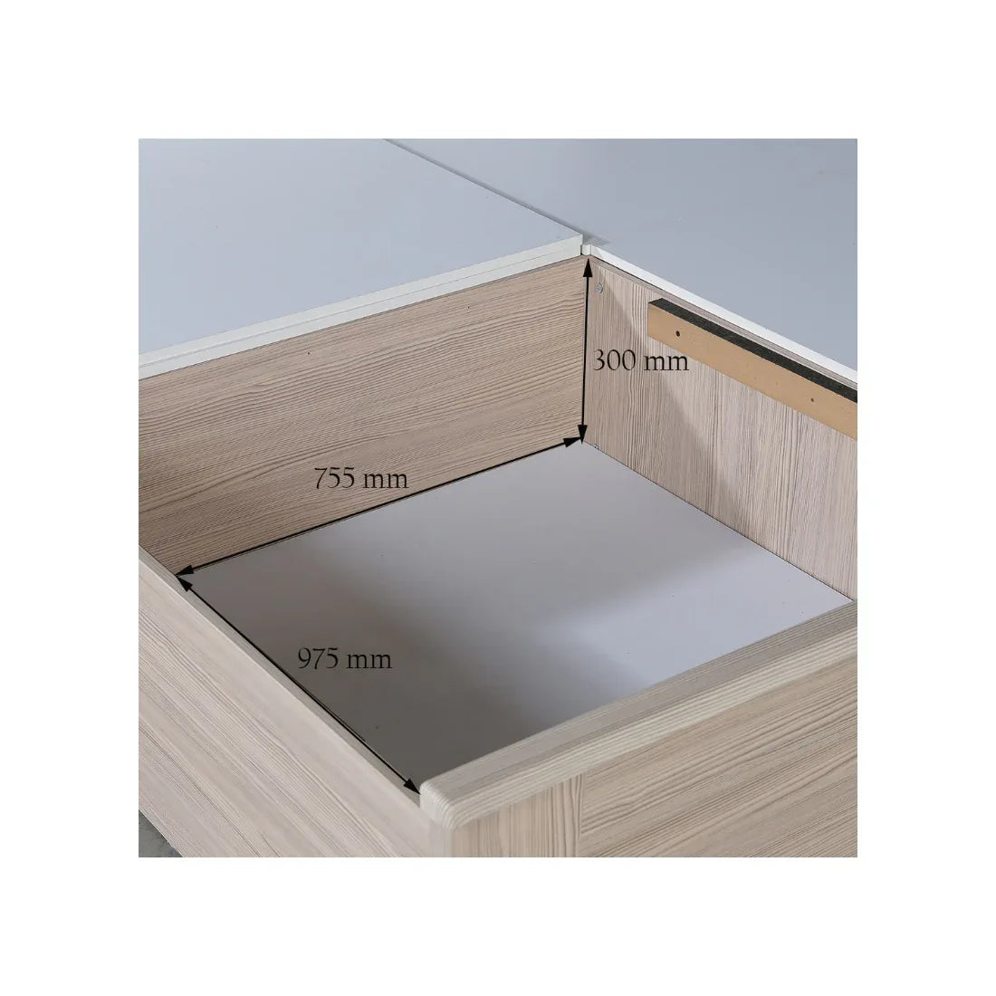 Ambra King Bed with Box storage in Oak Colour - HomeTown