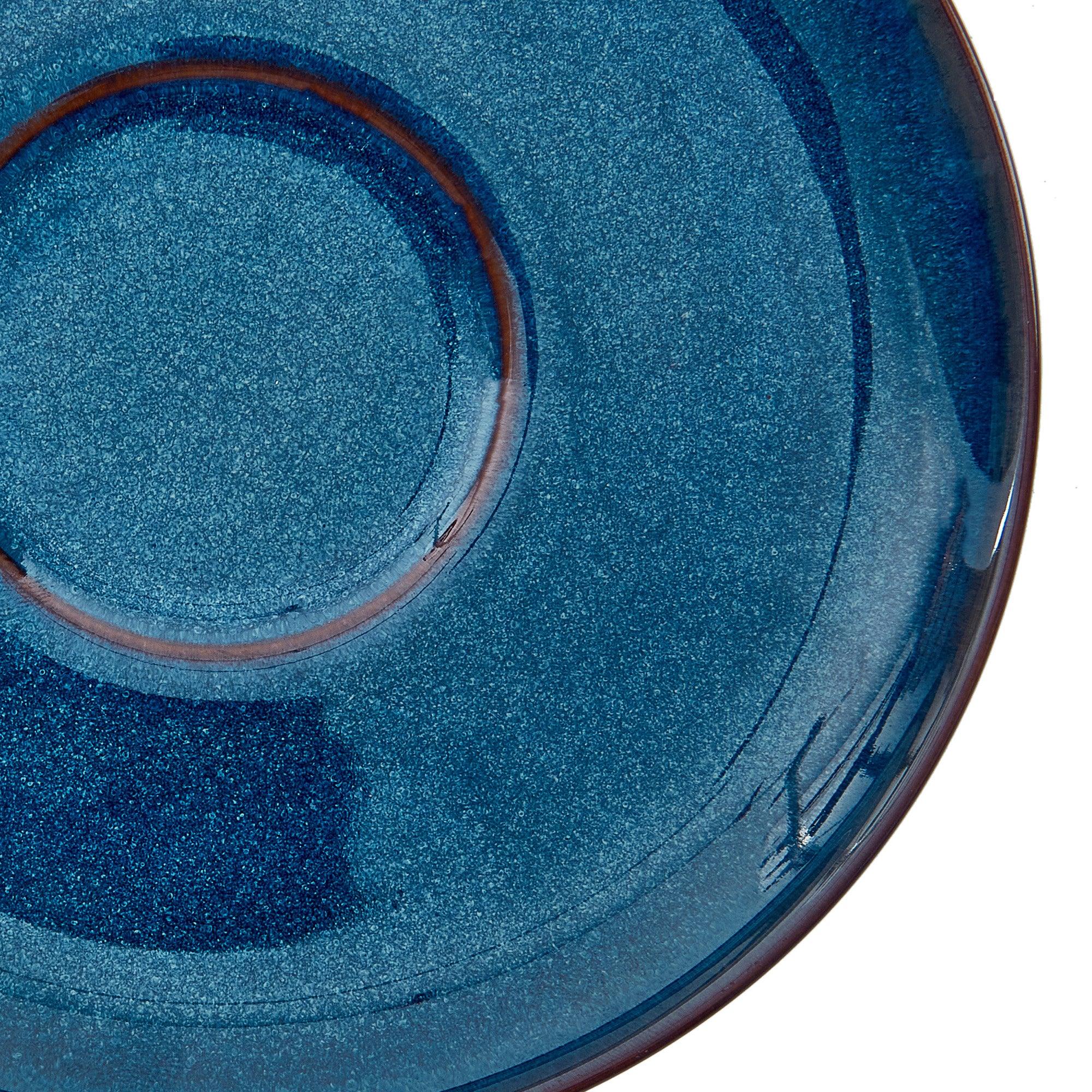 Hygge Studio Pottery Stoneware Cup & Saucer Set of 4 in Navy Blue Colour - HomeTown