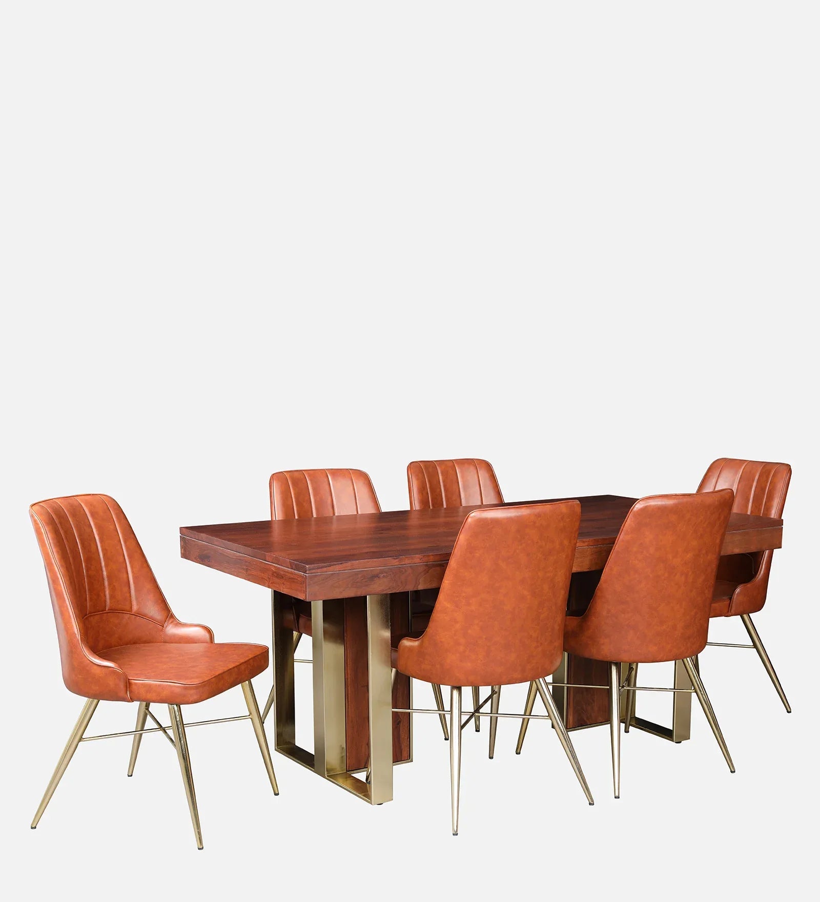 Marvis Sheesham Wood(Rosewood) Six Seater Dining Set in Walnut Colour - HomeTown