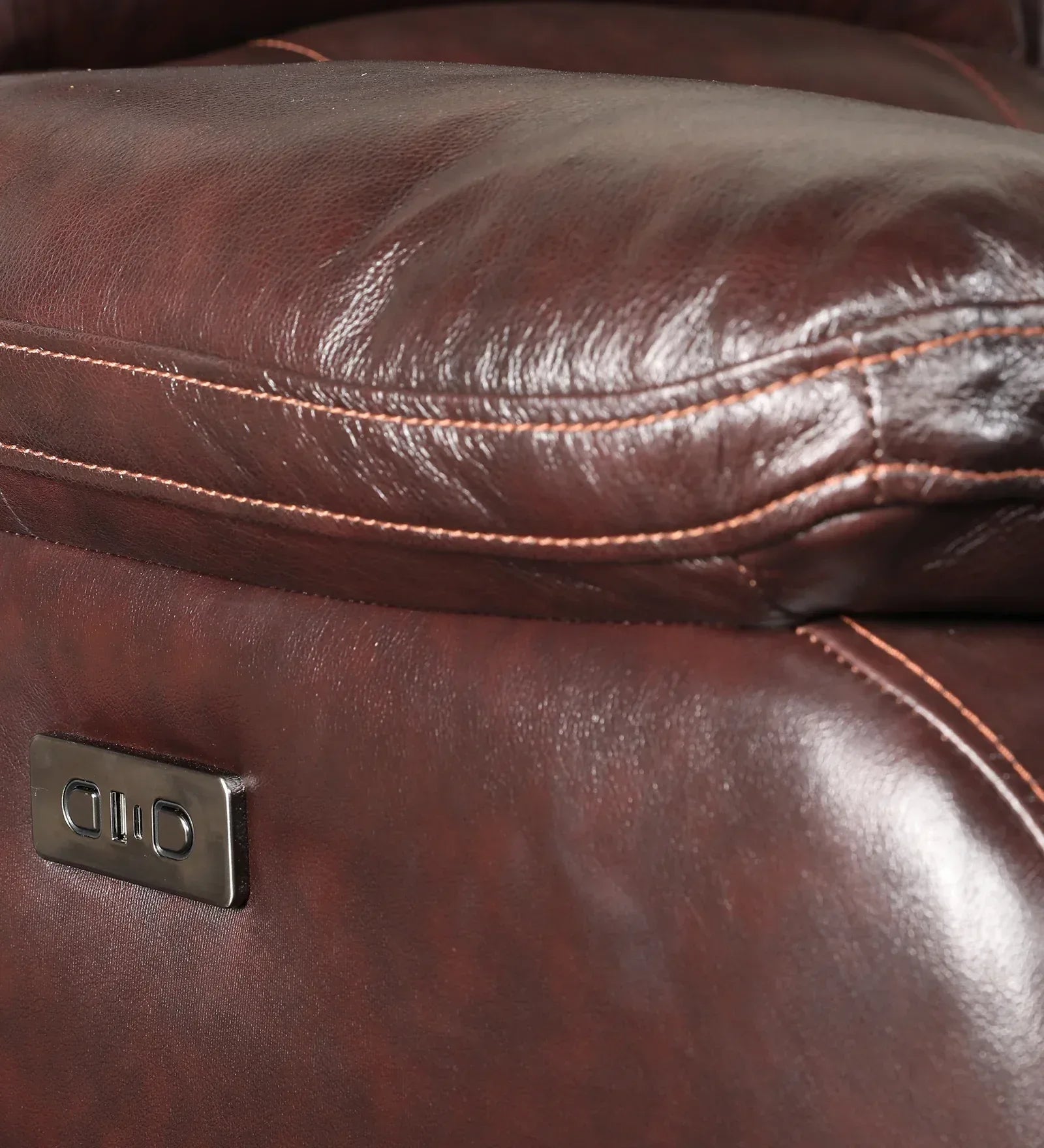 Rhine Half Leather Electric Recliner In Brown Colour - HomeTown