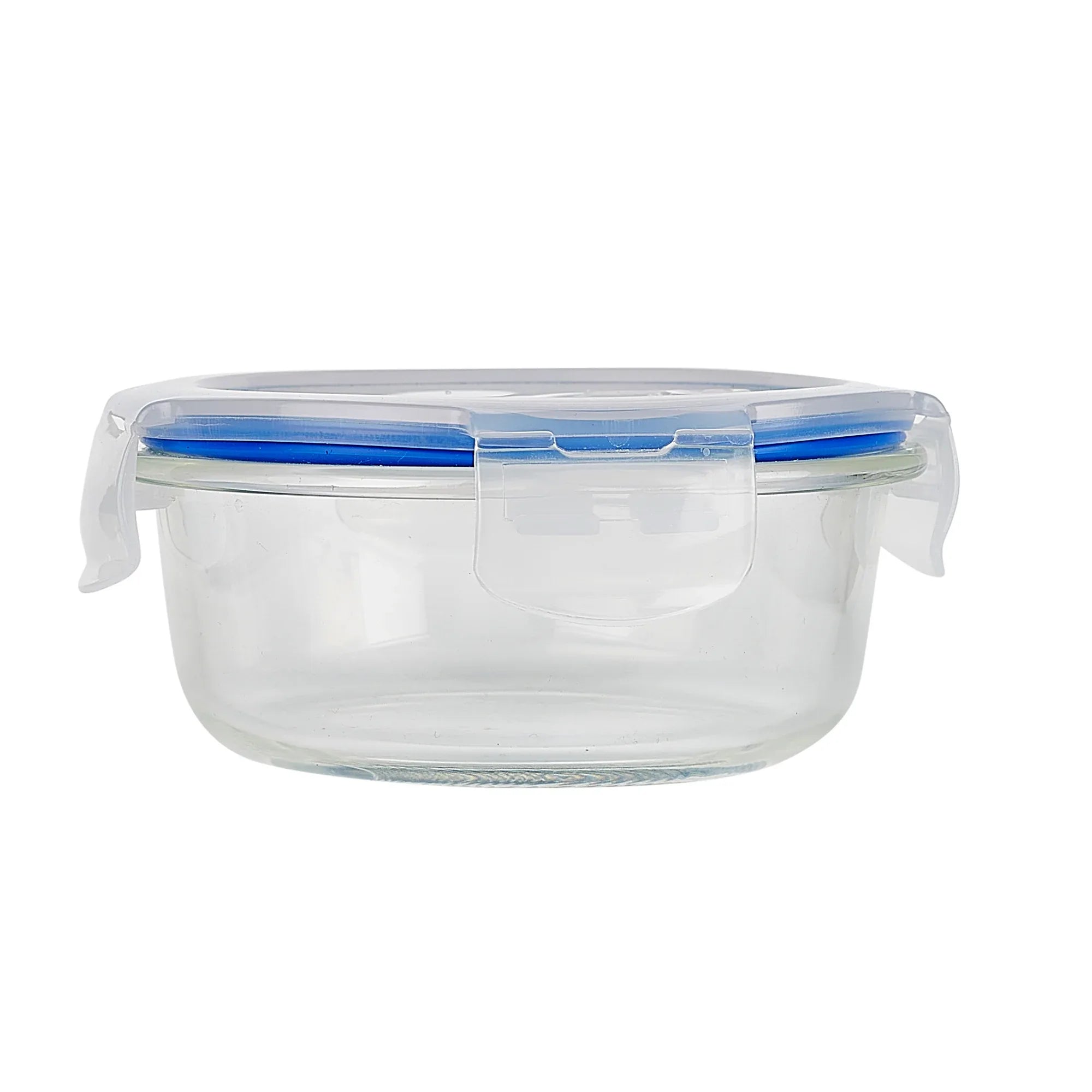 Boston Borosilicate Glass Microwave Safe Round Lunch box 400ml Set of 3 + Carry Bag in Blue Colour - HomeTown
