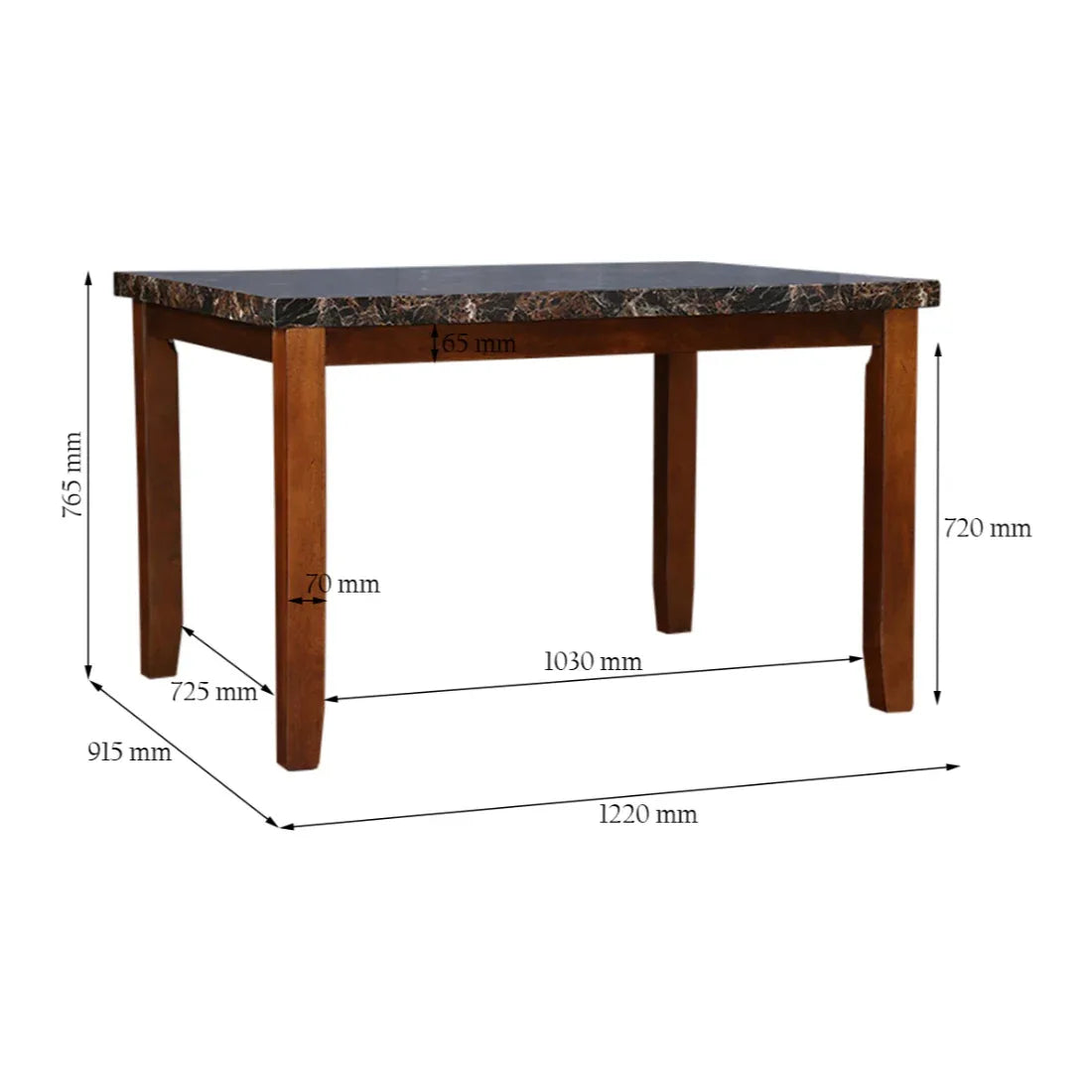 Eden Marble Finish Top 4 Seater Dining Table in Brown Colour - HomeTown