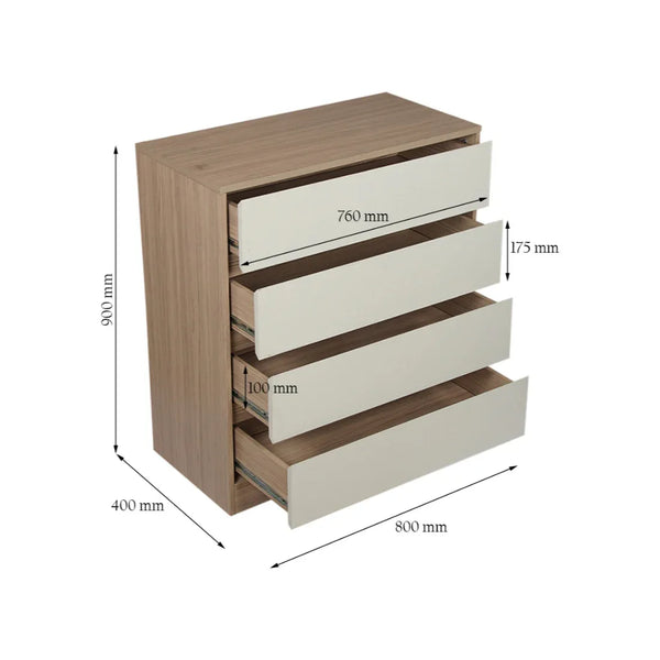 Ambra Chest of Drawer in Oak Colour dimensions