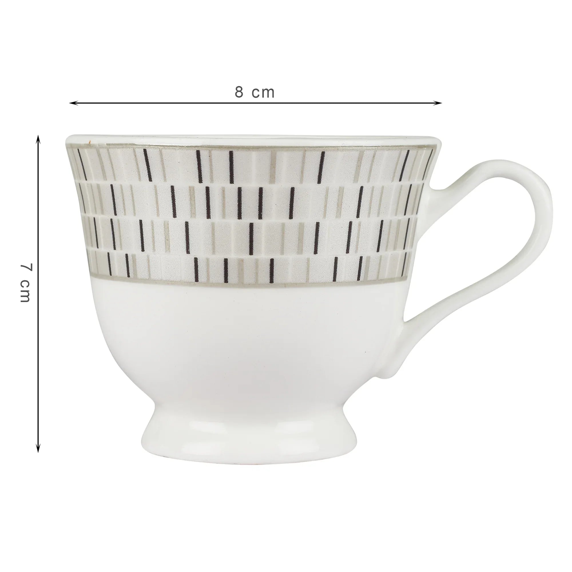Nora Blocks Bone China Cup & Saucer 170 Ml in White Colour - HomeTown