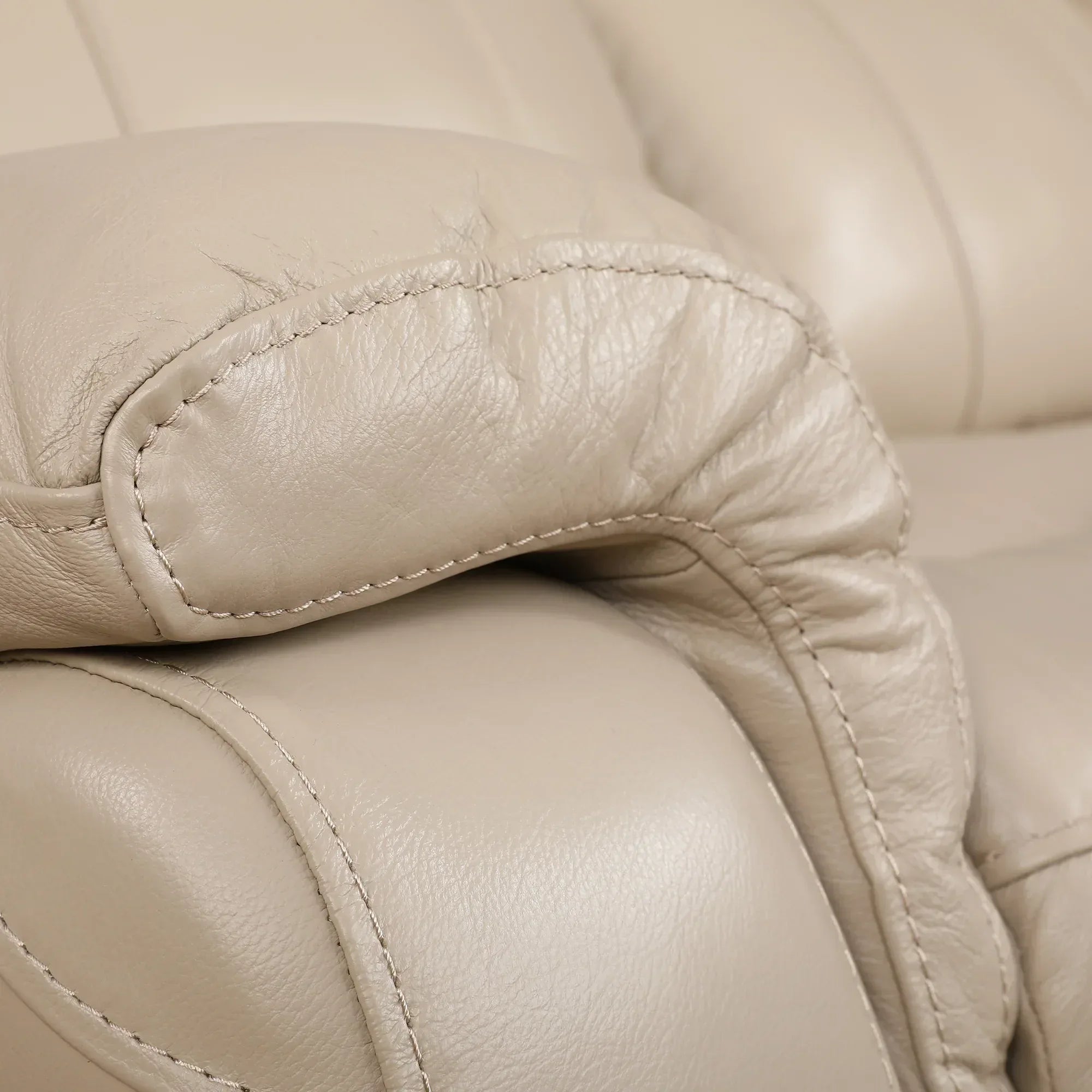 Plush Half Leather Three Seater Single Electric Recliner with Motion - HomeTown