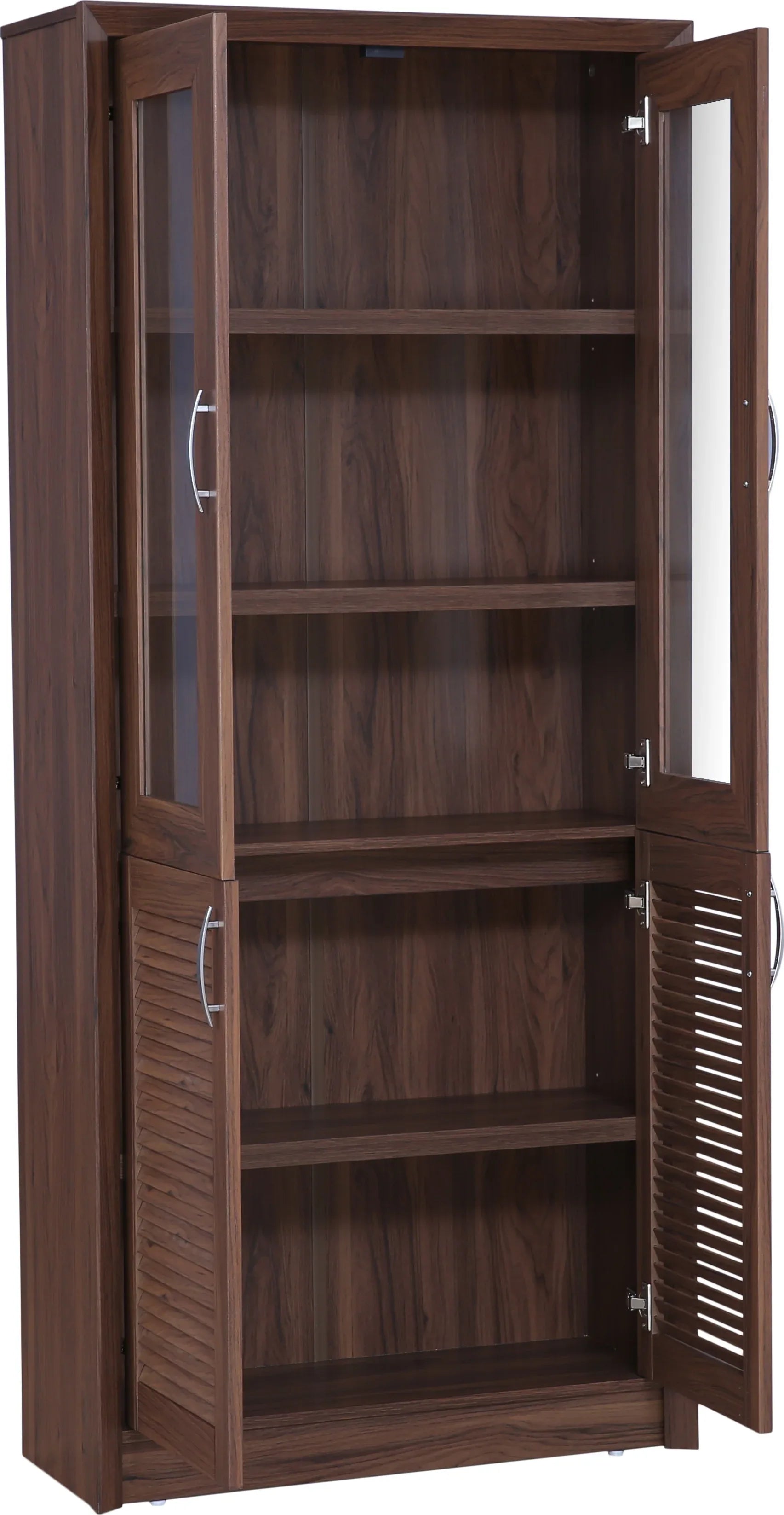 Stark Engineered Wood 4 door Book Case in Walnut Colour - HomeTown