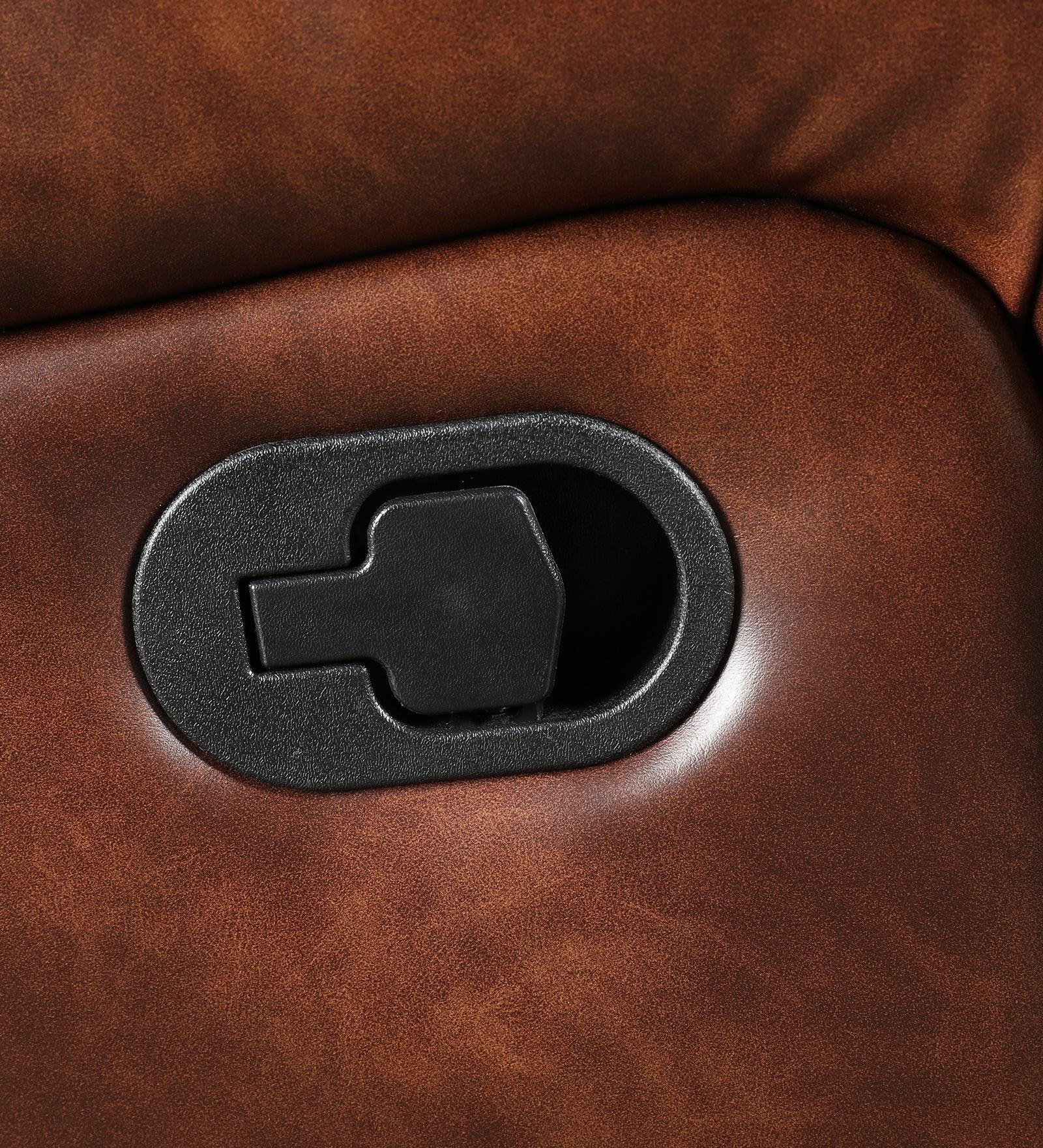 Urbano Leather Fabric Two Seater Recliner with Console in Brown Colour - HomeTown