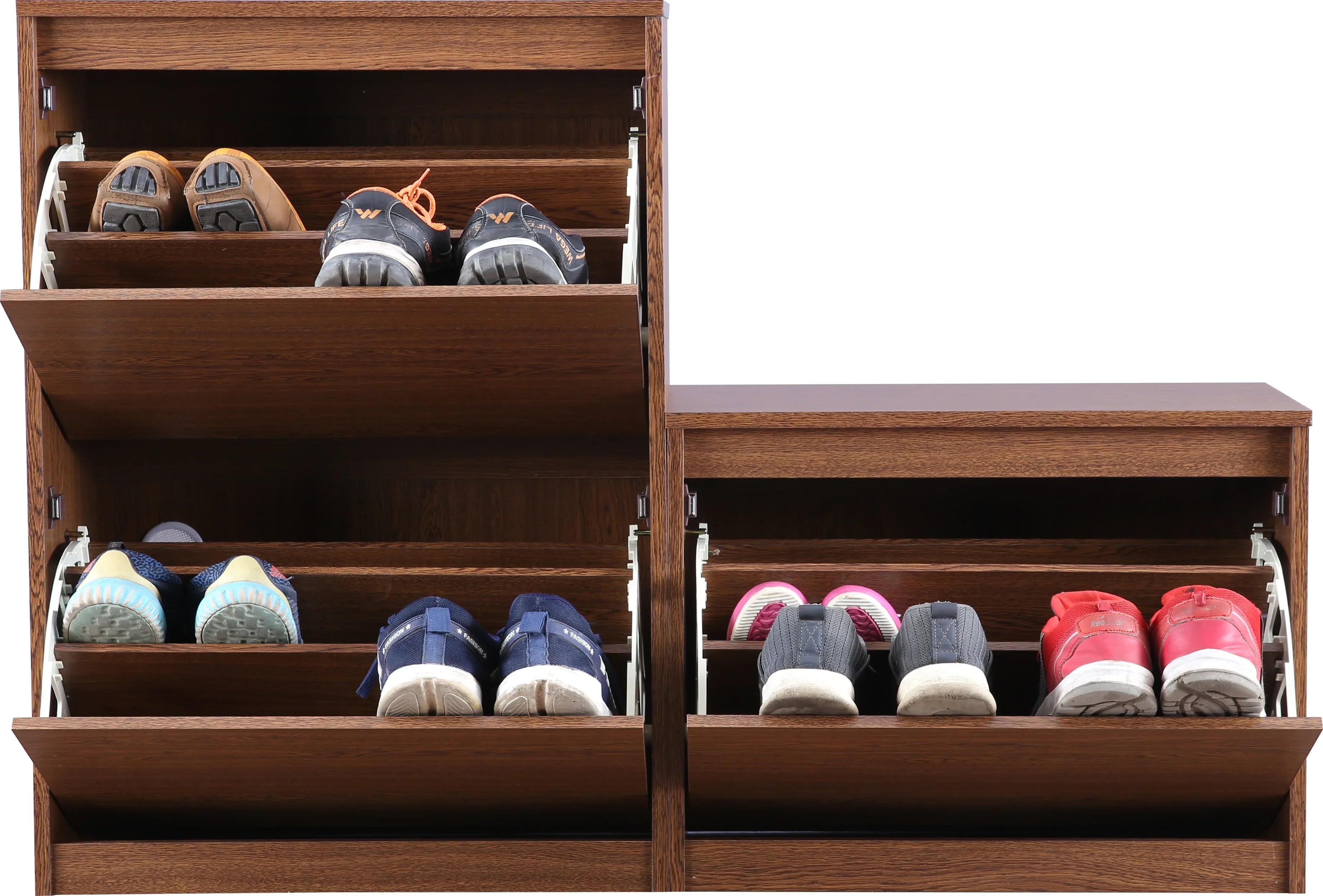 Alder Engineered Wood 1+2 tier Shoe Rack in Oak Colour - HomeTown