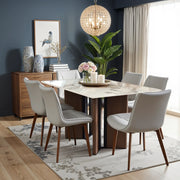 Stonewave Sintered Stone 6 Seater Dining Set in Marble Finish - HomeTown