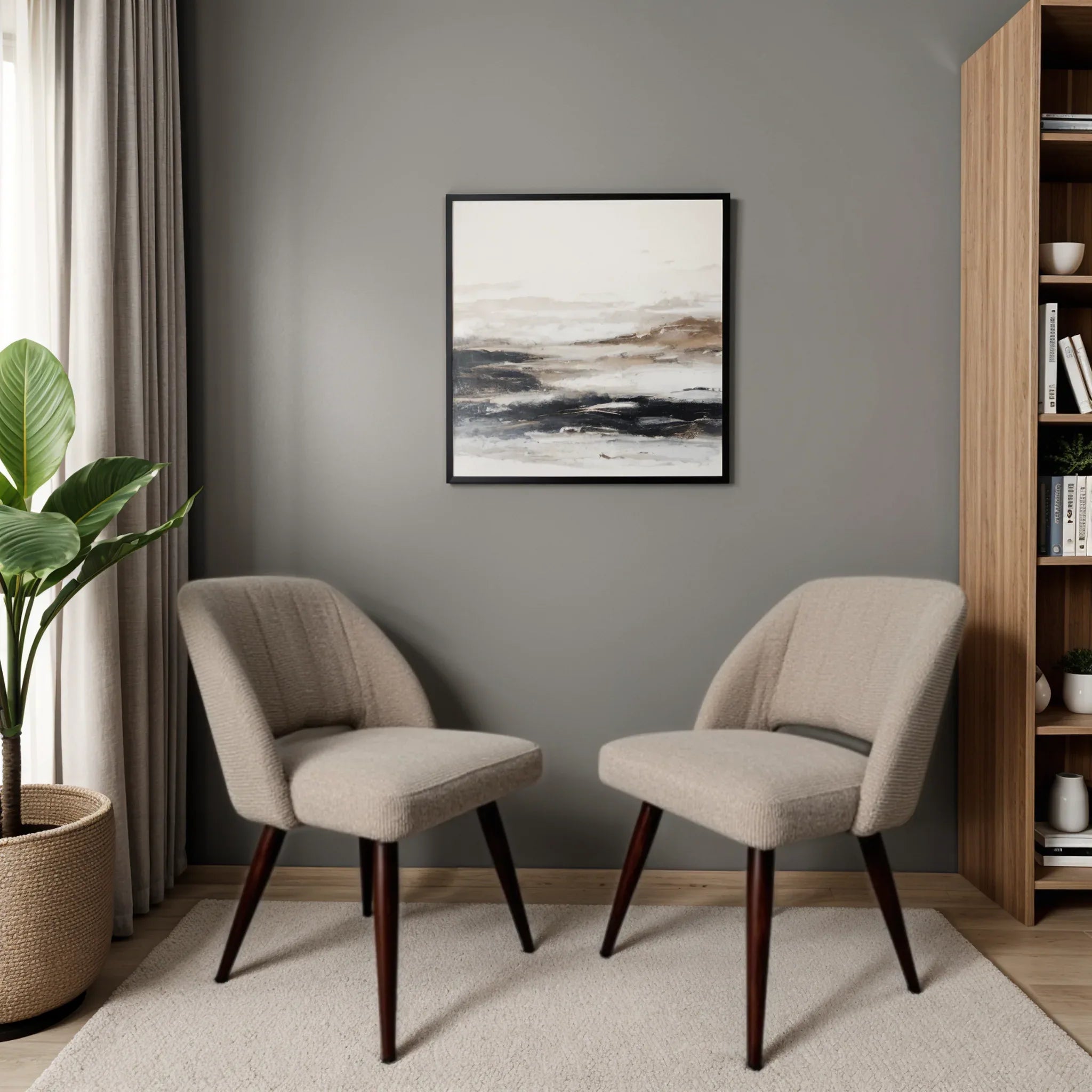 Terranova Sintered Stone 6 Seater Dining Set in Beige & Walnut Finish - HomeTown