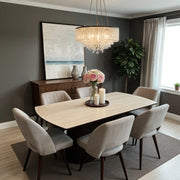 Terranova Sintered Stone 6 Seater Dining Set With Swivel Chair in Beige & Walnut Finish - HomeTown