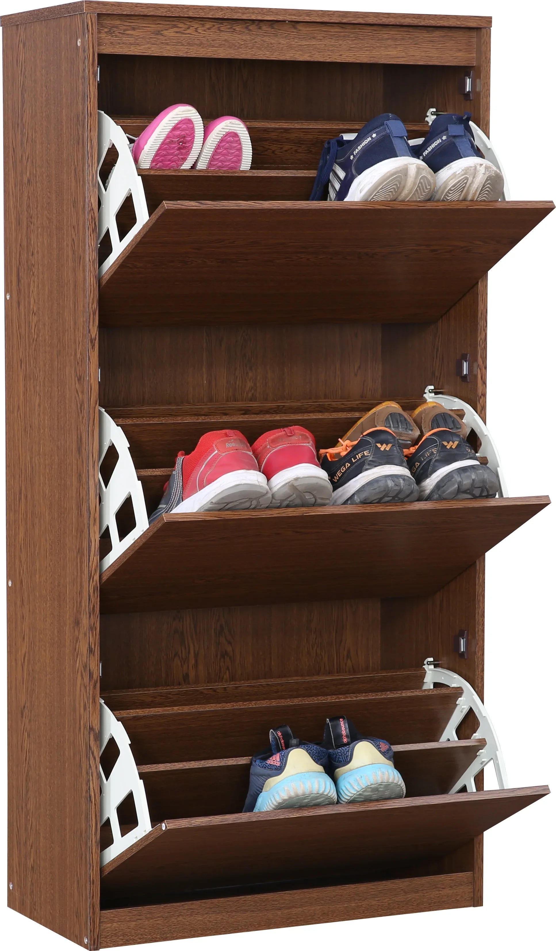 Alder Engineered Wood 3 tier Shoe Rack in Oak Colour - HomeTown